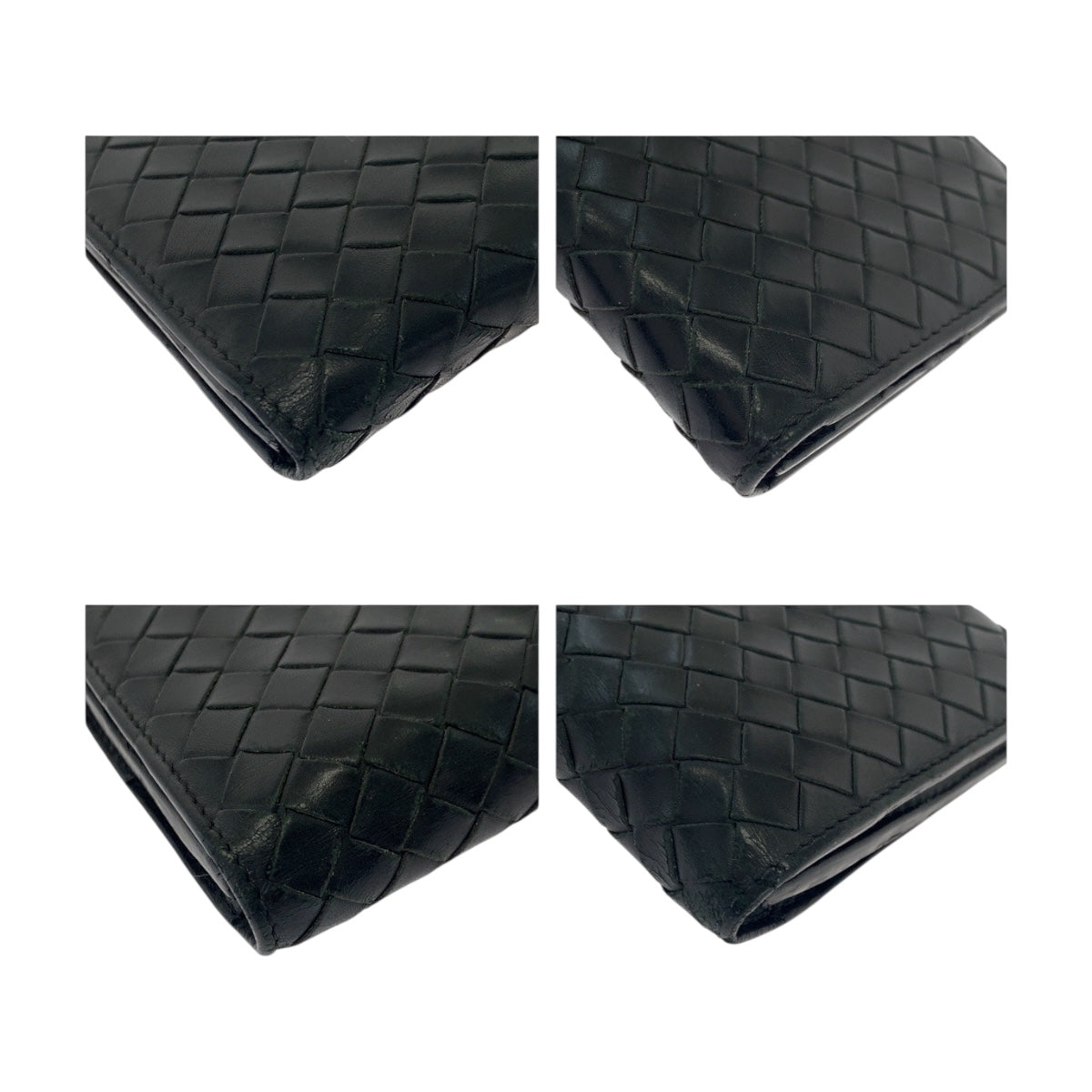 BOTTEGAVENETA Long Wallet Purse leather Black SilverMetal INTRECCIATO