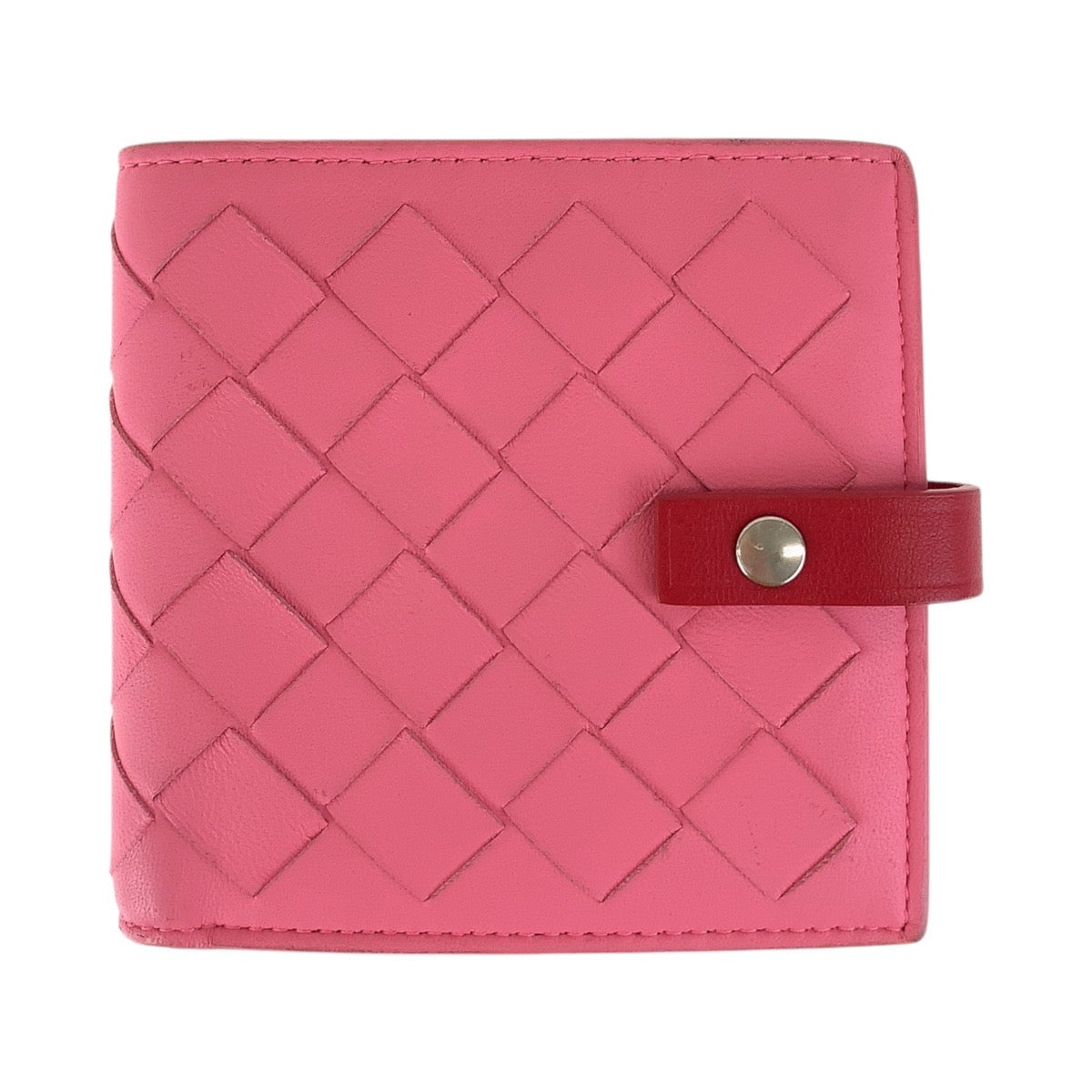 BOTTEGAVENETA Bifold Wallet leather Pink Red SilverMetal INTRECCIATO