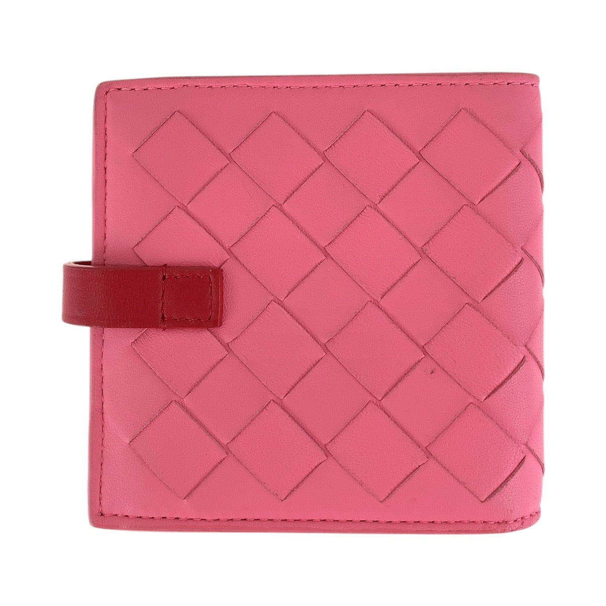 BOTTEGAVENETA Bifold Wallet leather Pink Red SilverMetal INTRECCIATO