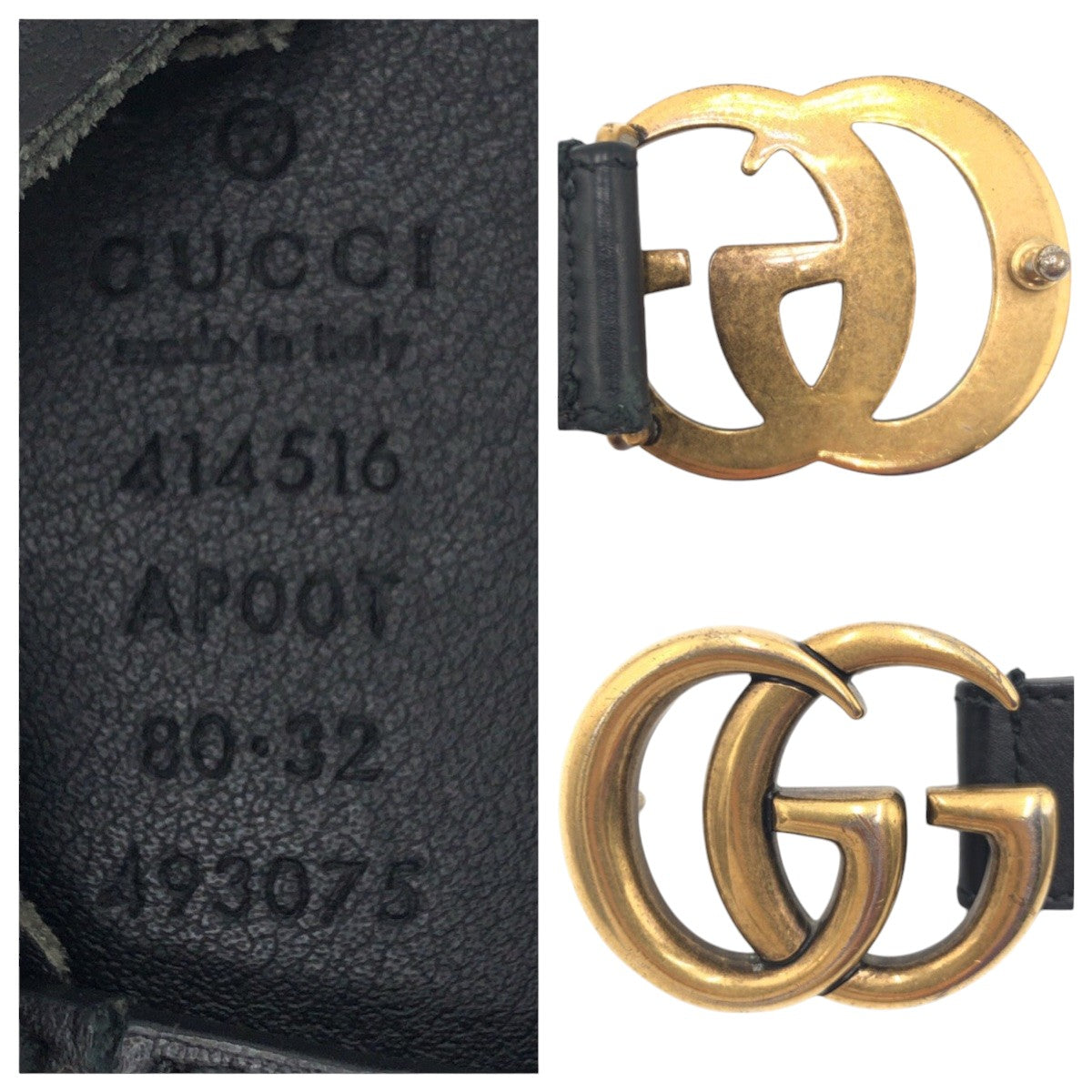 GUCCI belt 414516 AP00T leather black GG Marmont