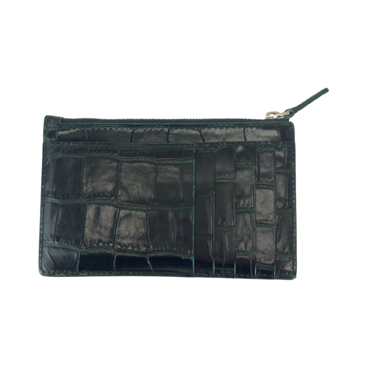 BALENCIAGA Coin case 640535 leather black Croco embossed