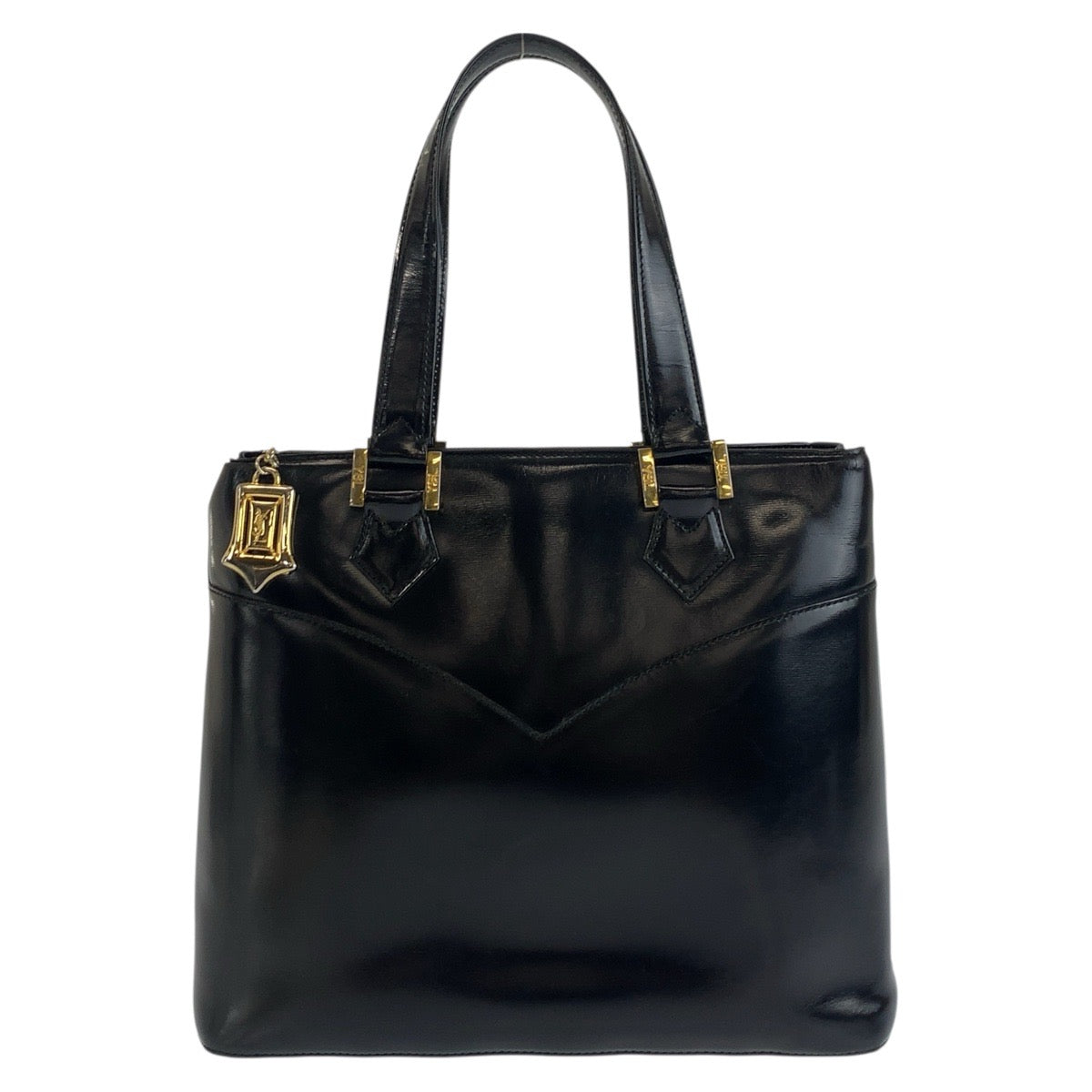 Yves Saint Laurent Handbag leather Black GoldMetal YSL
