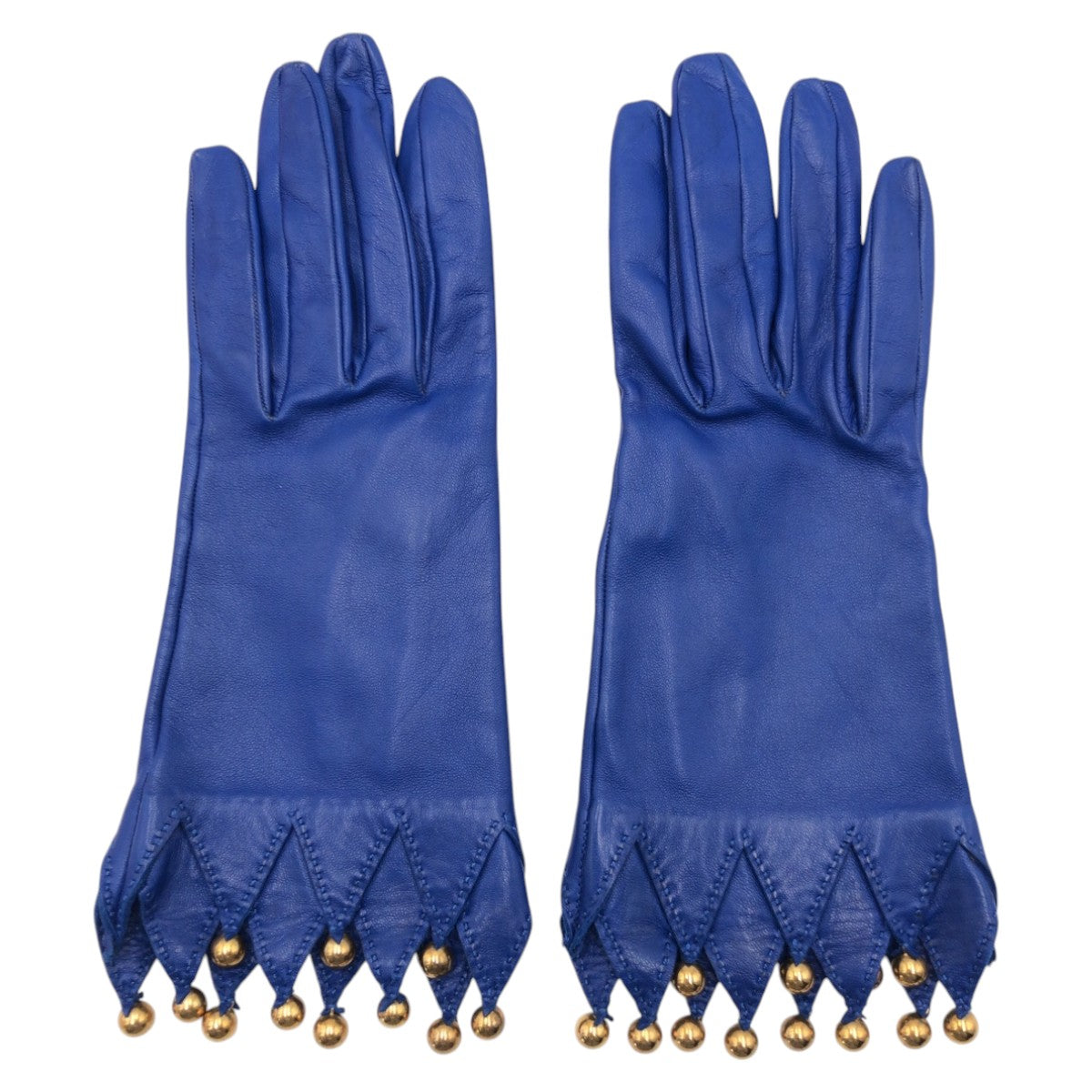 HERMES gloves leather blue 6.5