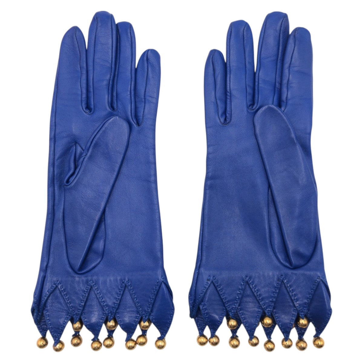 HERMES gloves leather blue 6.5