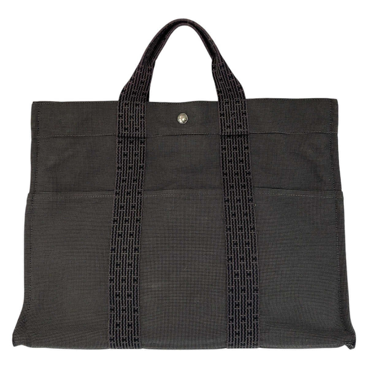 HERMES Tote Bag canvas Grey SilverMetal Her Line MM