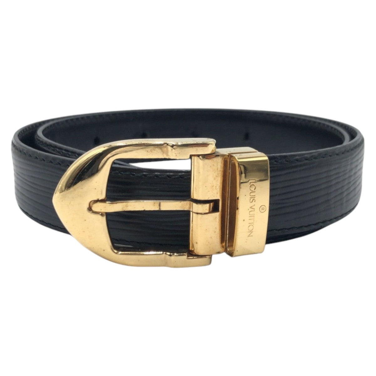 LOUIS VUITTON belt M6832 leather black Epi Saintur 34