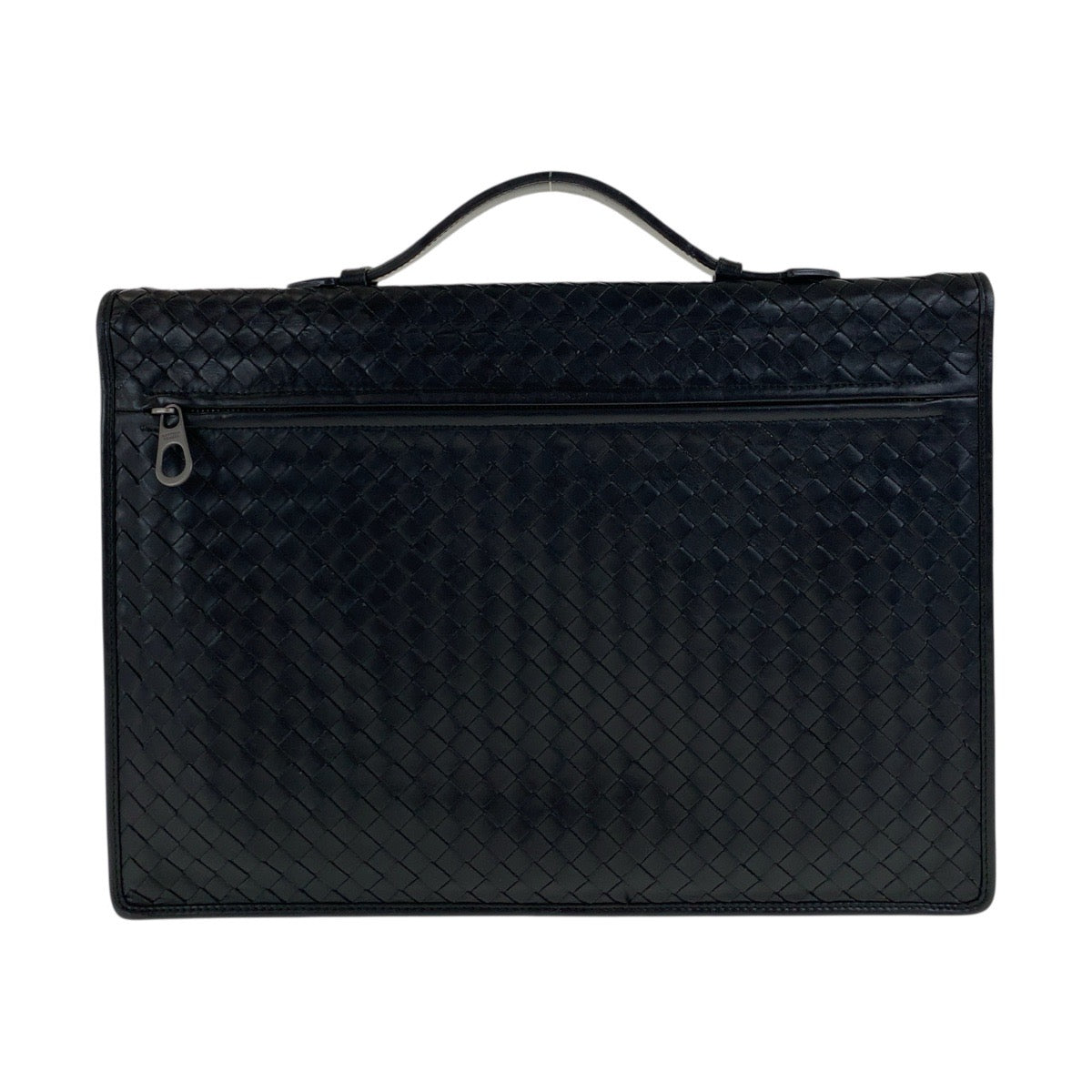 BOTTEGAVENETA Business bag leather Black Gunmetal INTRECCIATO