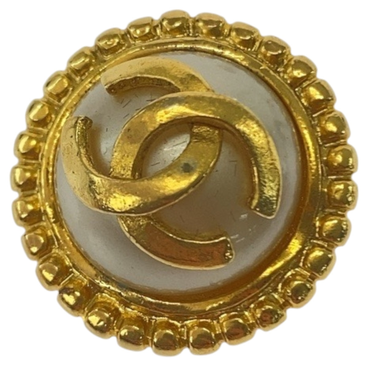 CHANEL Earring plating Gold white COCO Mark Fake Pearl