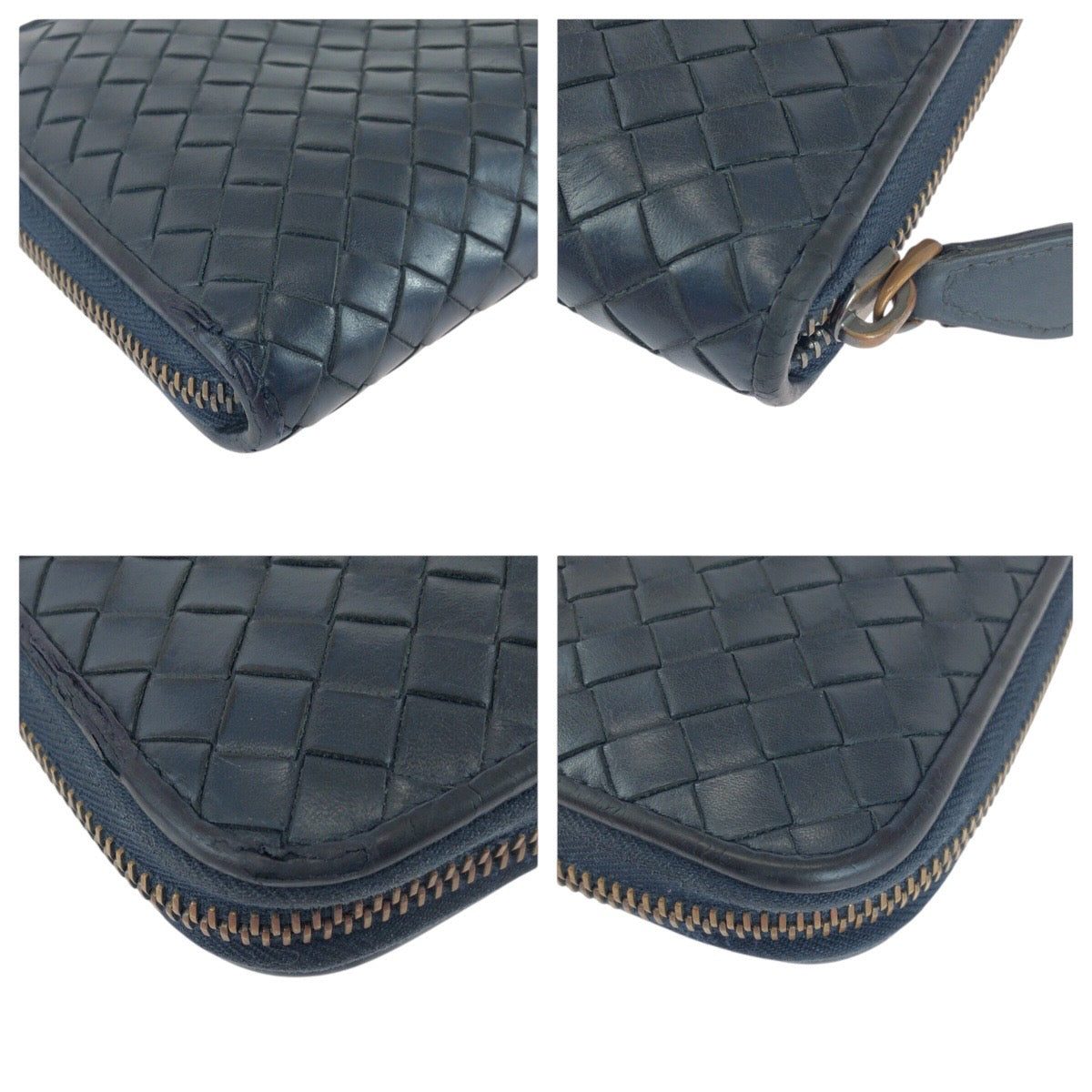 BOTTEGAVENETA Long Wallet Purse SO1655939D leather Navy Gold Metal INTRECCIATO