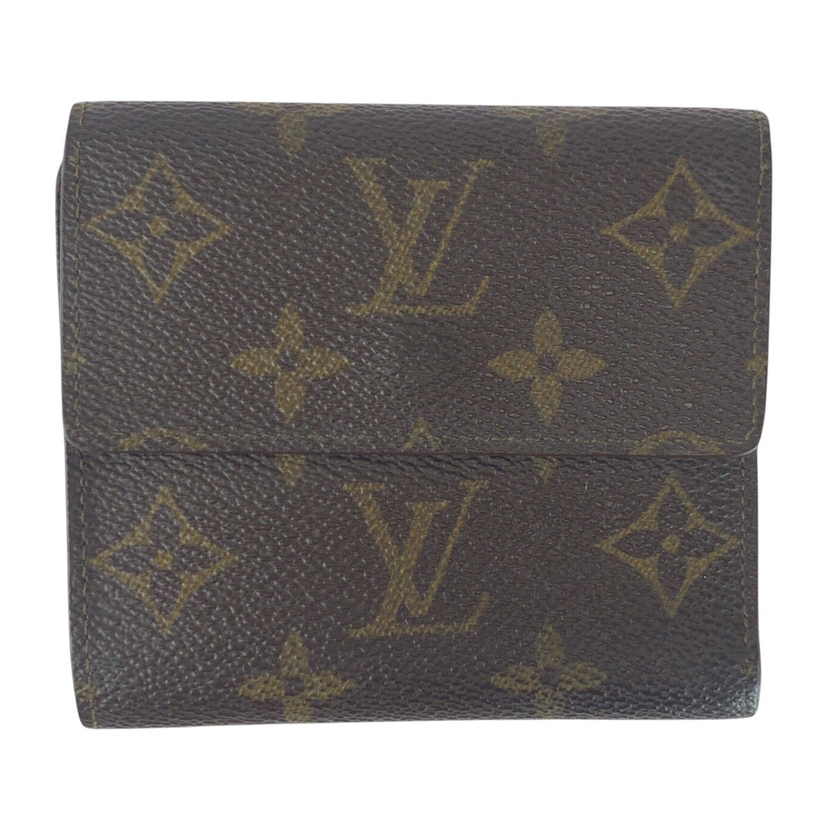 LOUIS VUITTON Tri-fold wallet M61652 PVC Brown Gold Metal Monogram Porto Monnaie BiÃ©Cartes Credit