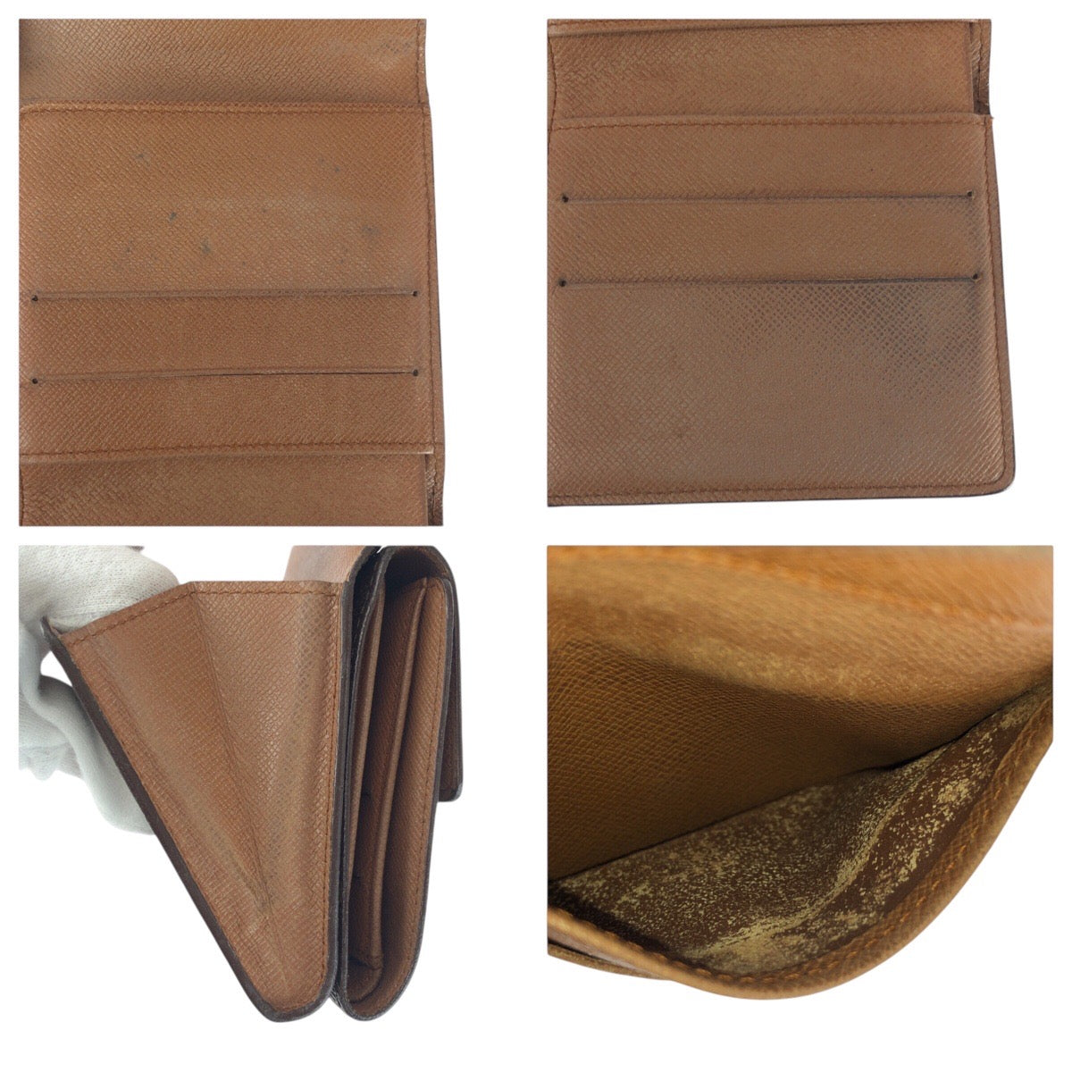 LOUIS VUITTON Tri-fold wallet M61652 PVC Brown Gold Metal Monogram Porto Monnaie BiÃ©Cartes Credit