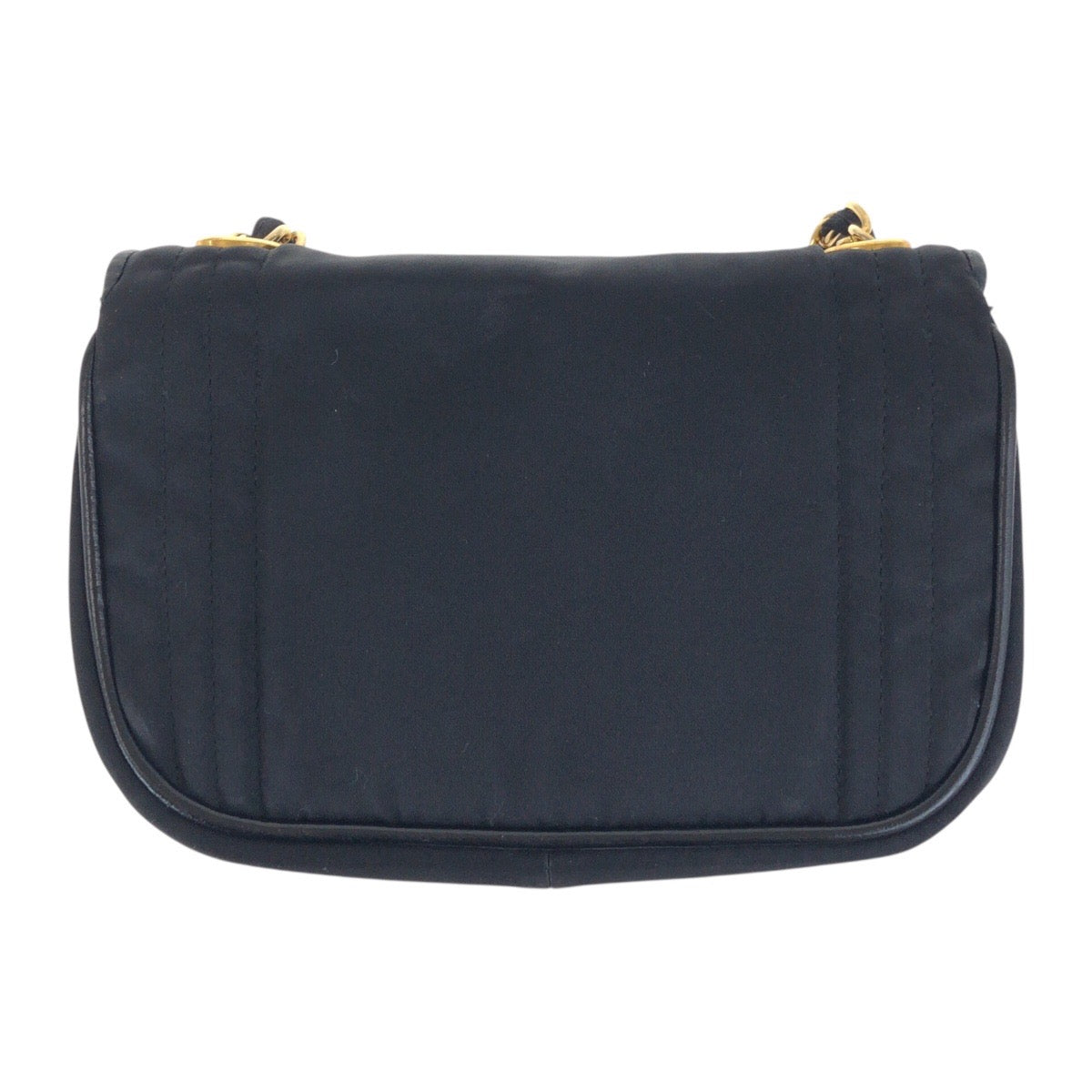 CHANEL Shoulder Bag Satin Black GoldMetal COCO Mark