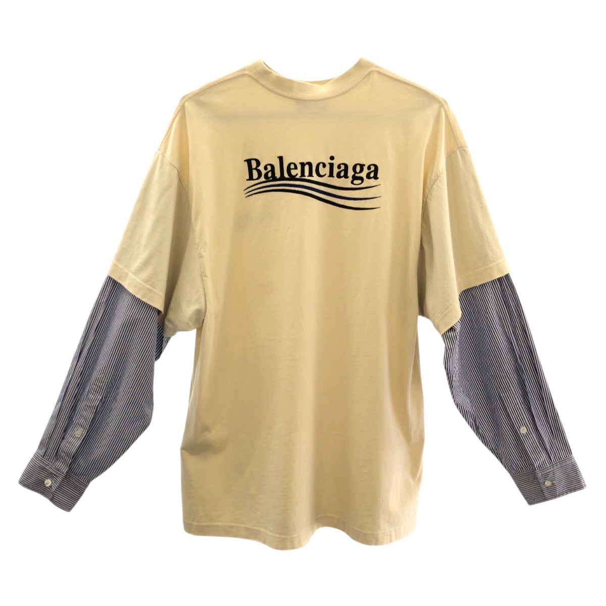BALENCIAGA Long-sleeved T-shirt cotton Beige blue 2