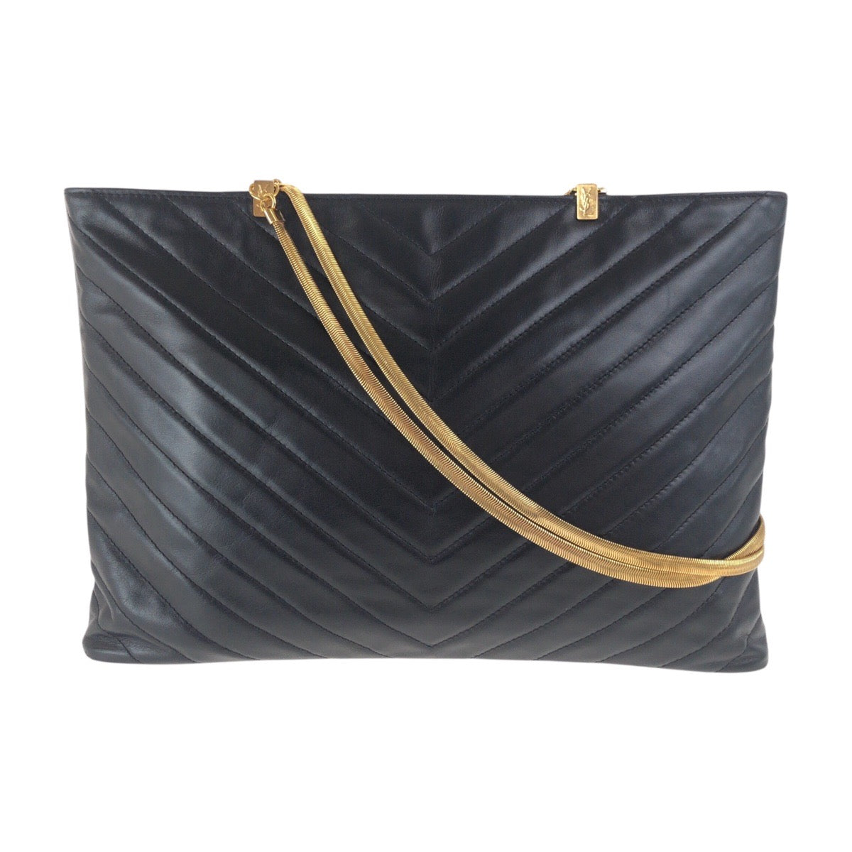 Yves Saint Laurent Shoulder Bag Calfskin Black Red GoldMetal YSL quilting