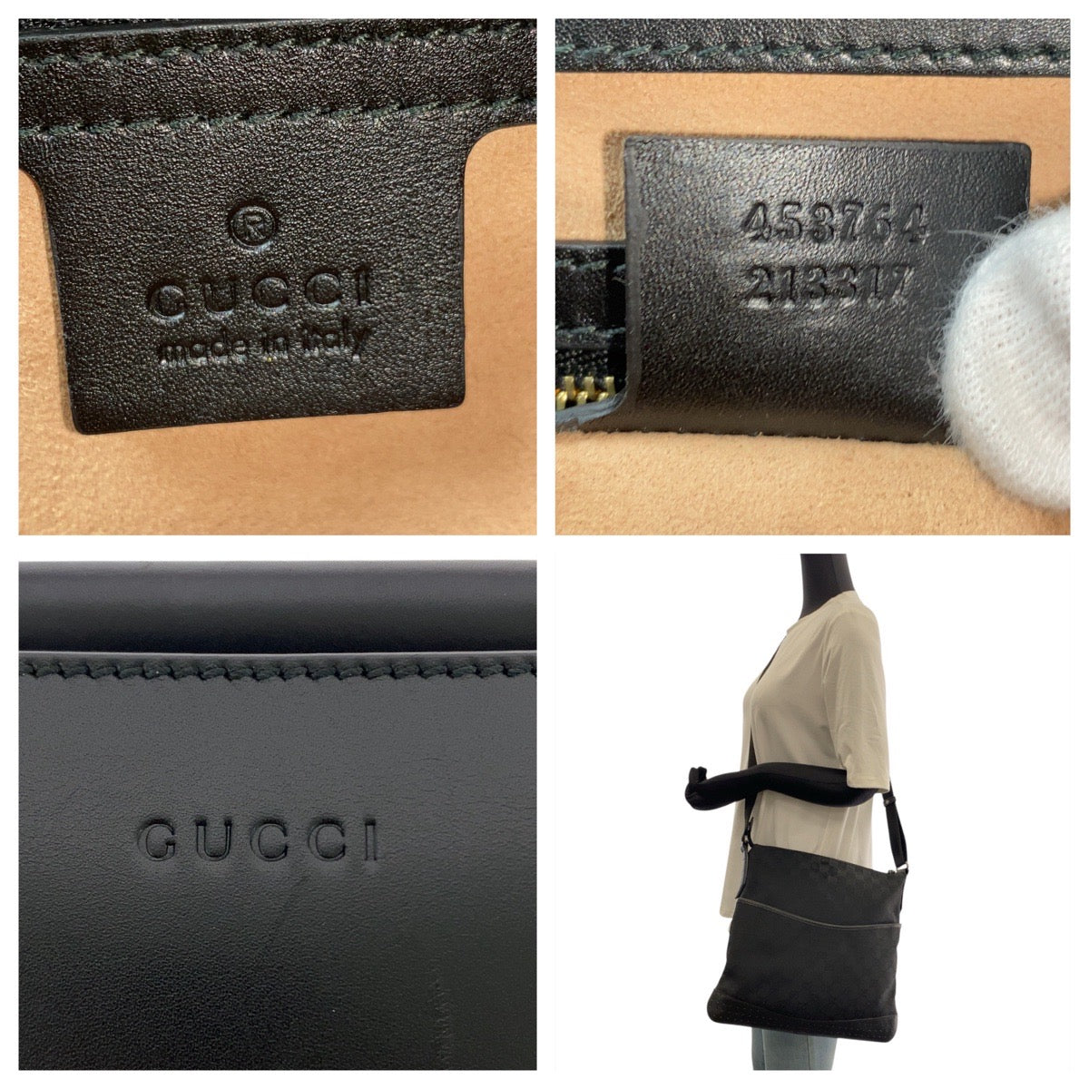 GUCCI Handbag 453764 leather Black GoldMetal Bamboo Nim Fair
