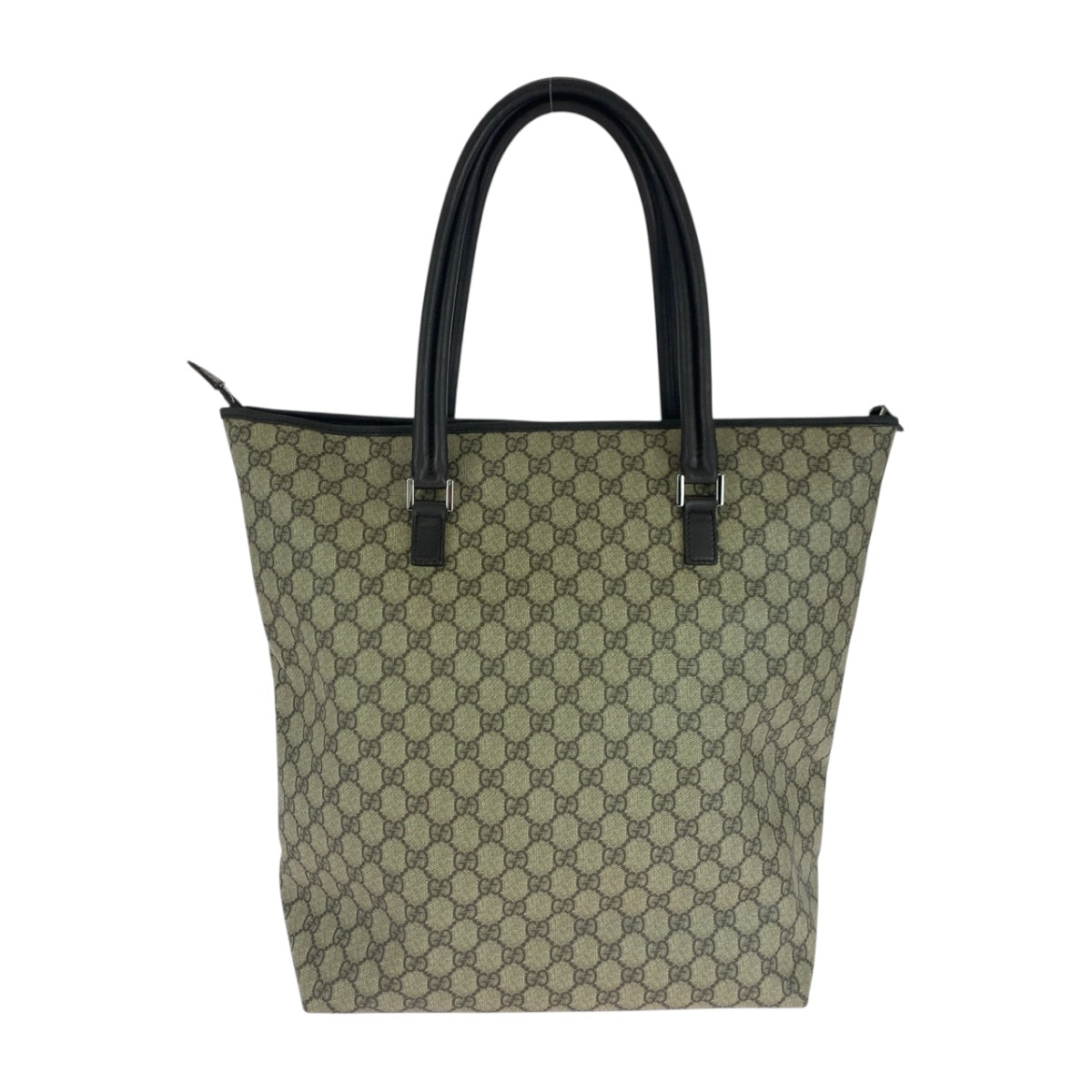 GUCCI Tote Bag 108832 GG Supreme Canvas Beige Brown Silver
