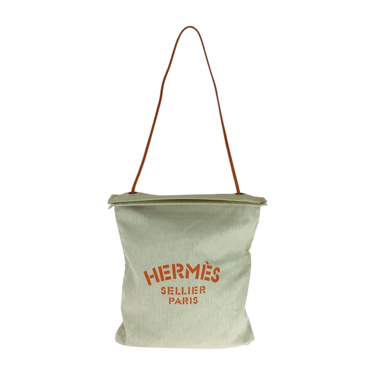 HERMES Tote Bag canvas White Orange Gold Alain GM