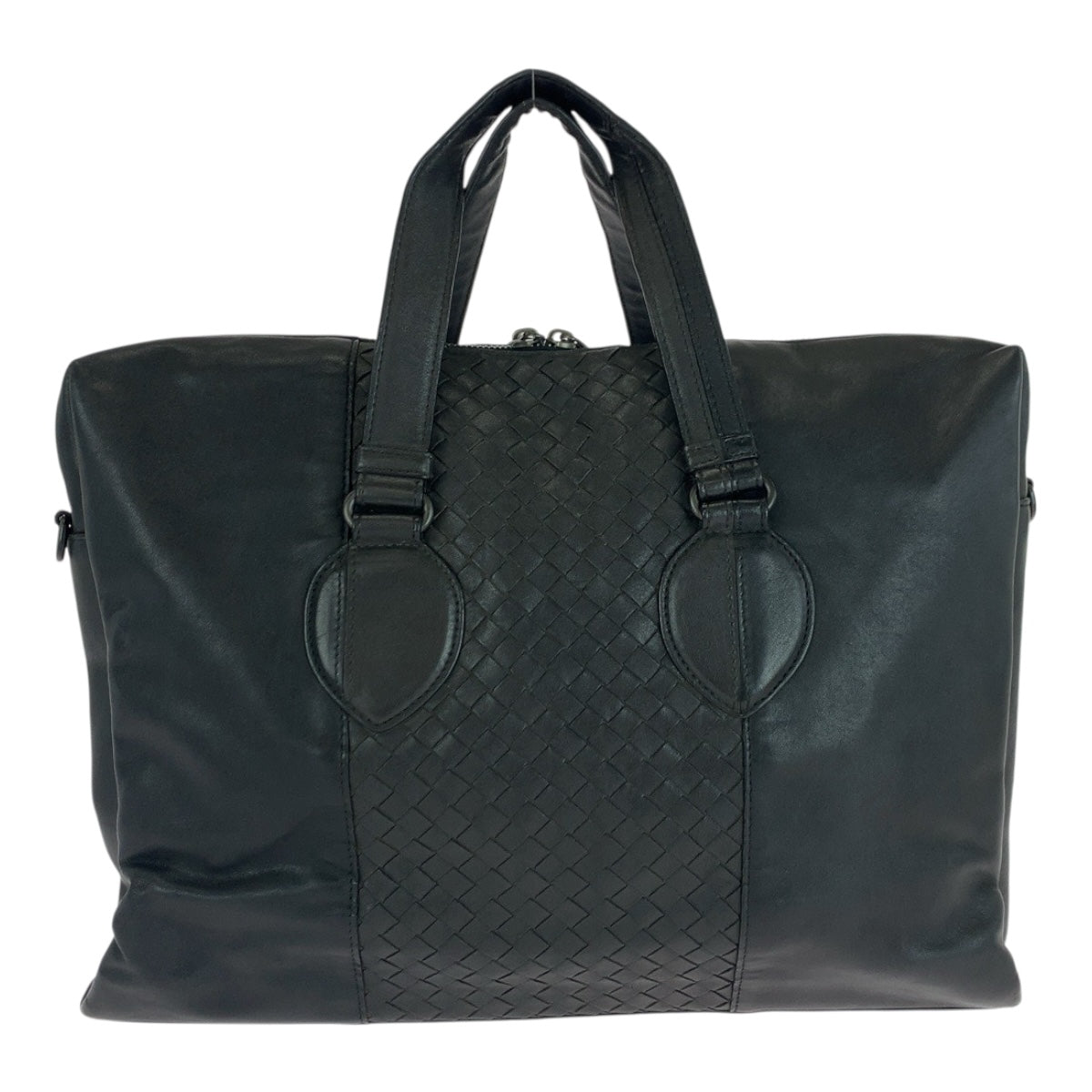 BOTTEGAVENETA Business bag leather Black SilverMetal INTRECCIATO