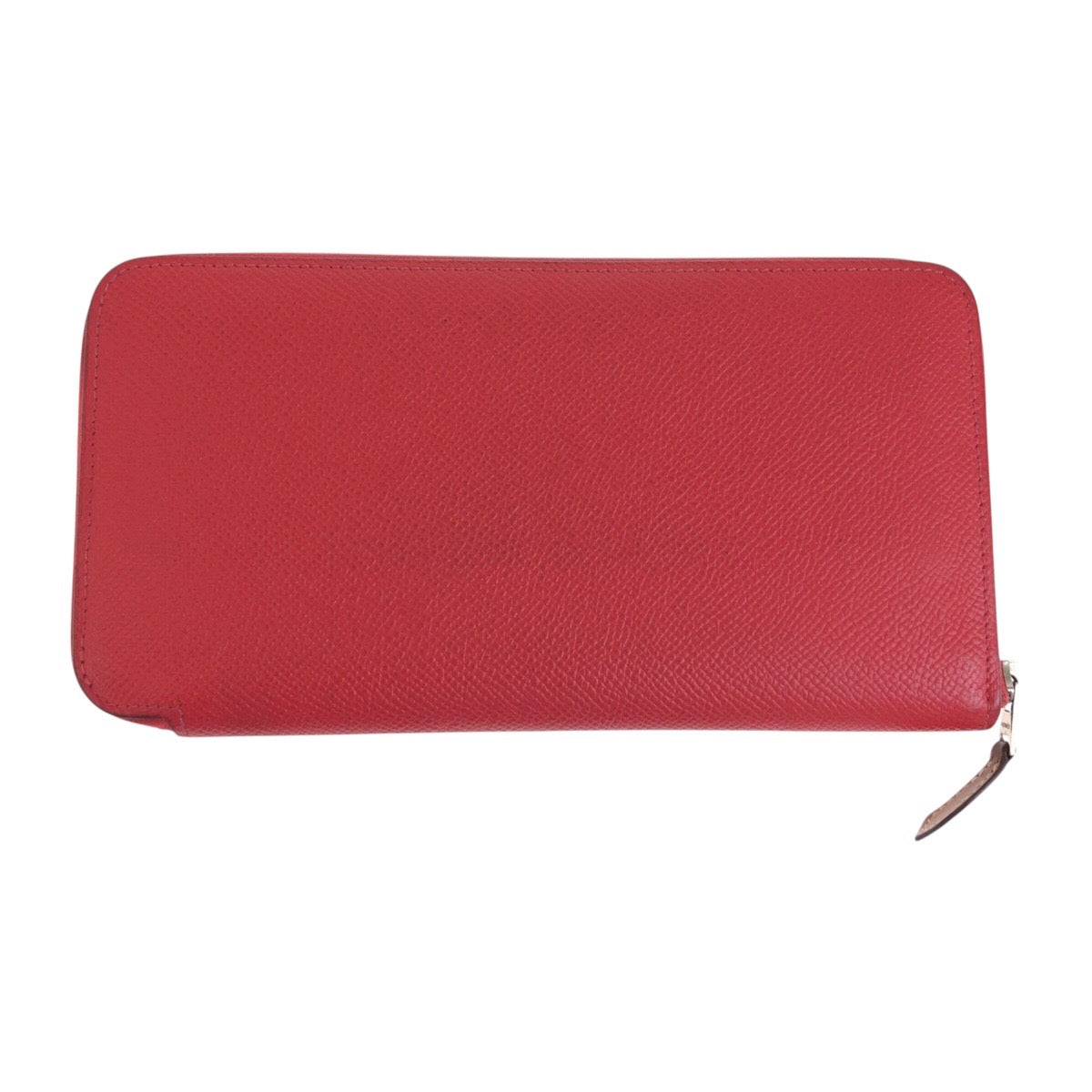 HERMES Long Wallet Purse Epsom Rouge Red SilverMetal Azap long silk in