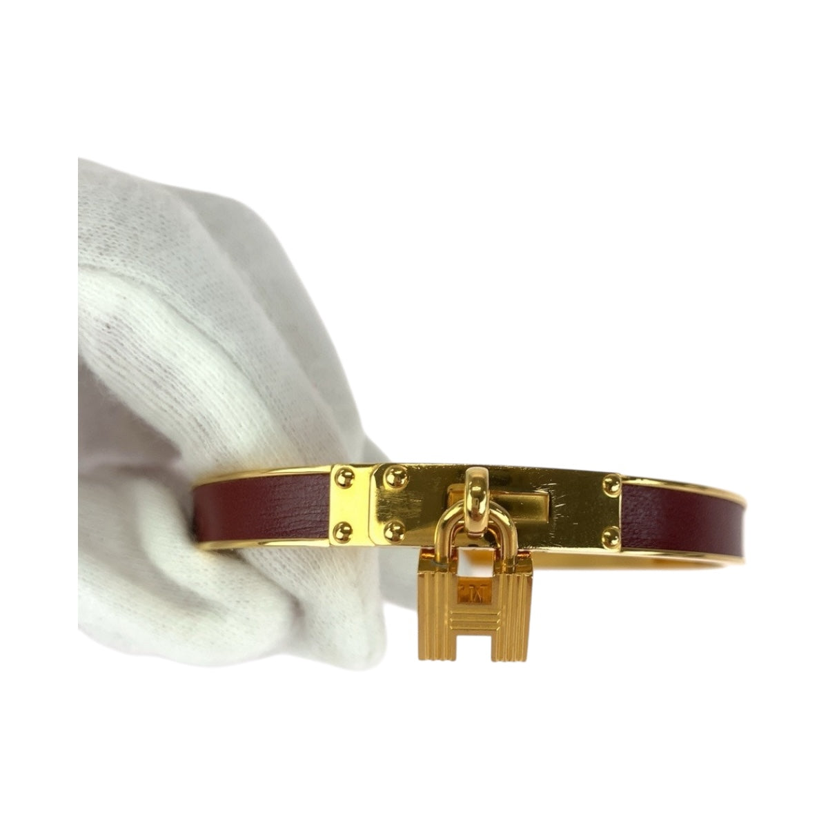 HERMES Bangle plating Gold Bordeaux Kelly bangle H motif