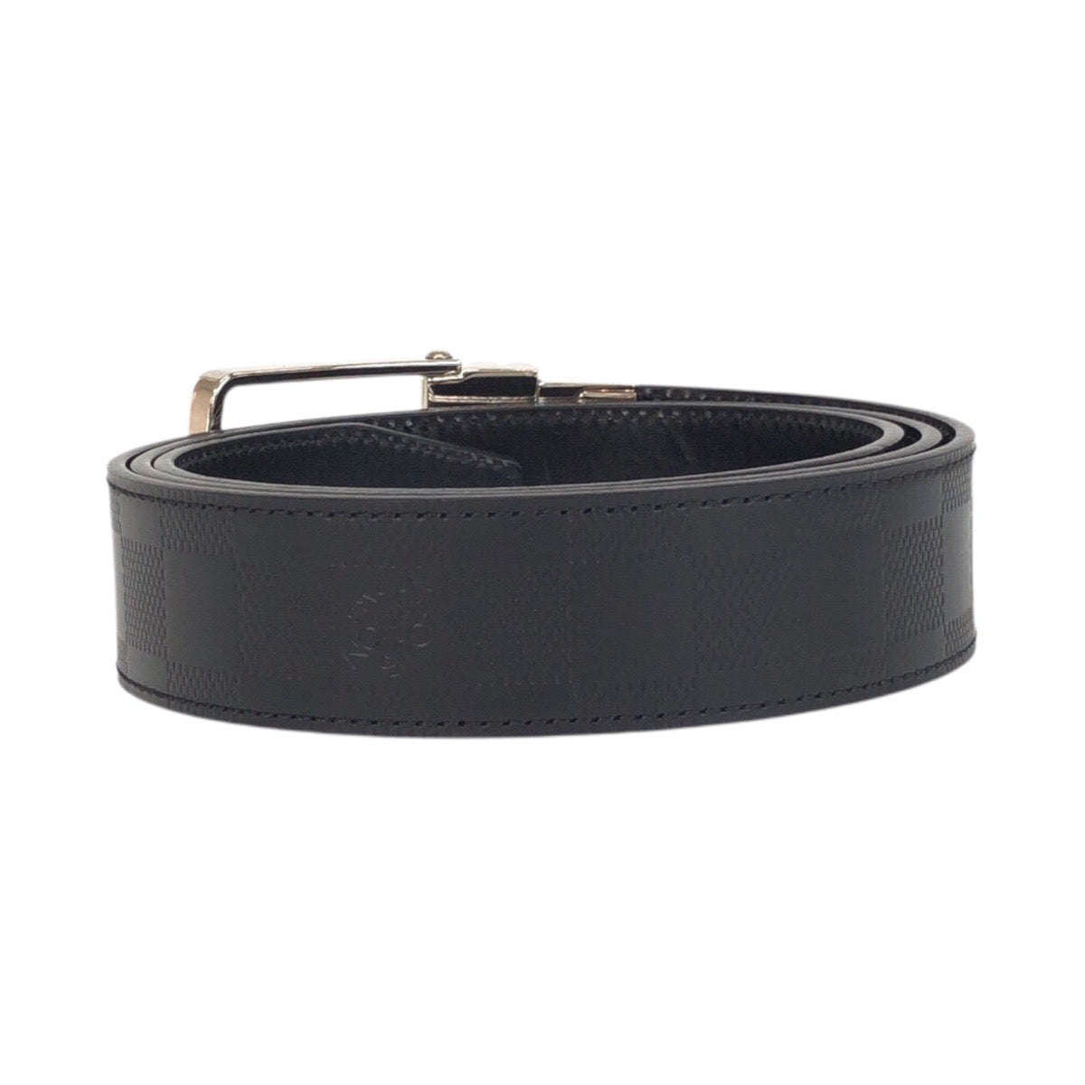 LOUIS VUITTON belt leather black Damier Anfini Saintur 42