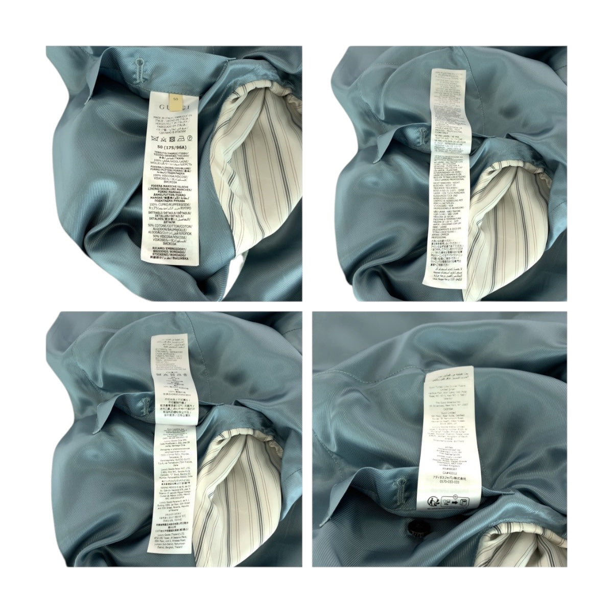 GUCCI tailored jacket 721097 wool Gray white adidas collaboration 50