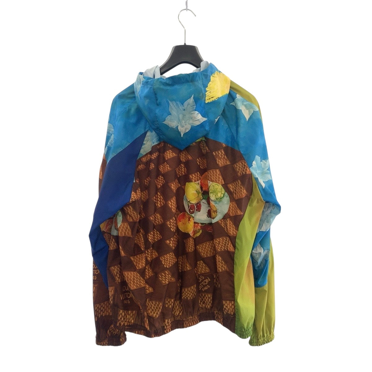 LOUIS VUITTON Nylon jacket polyester Brown Blue Yellow-green Damier Feast Windbreaker Jacket 52