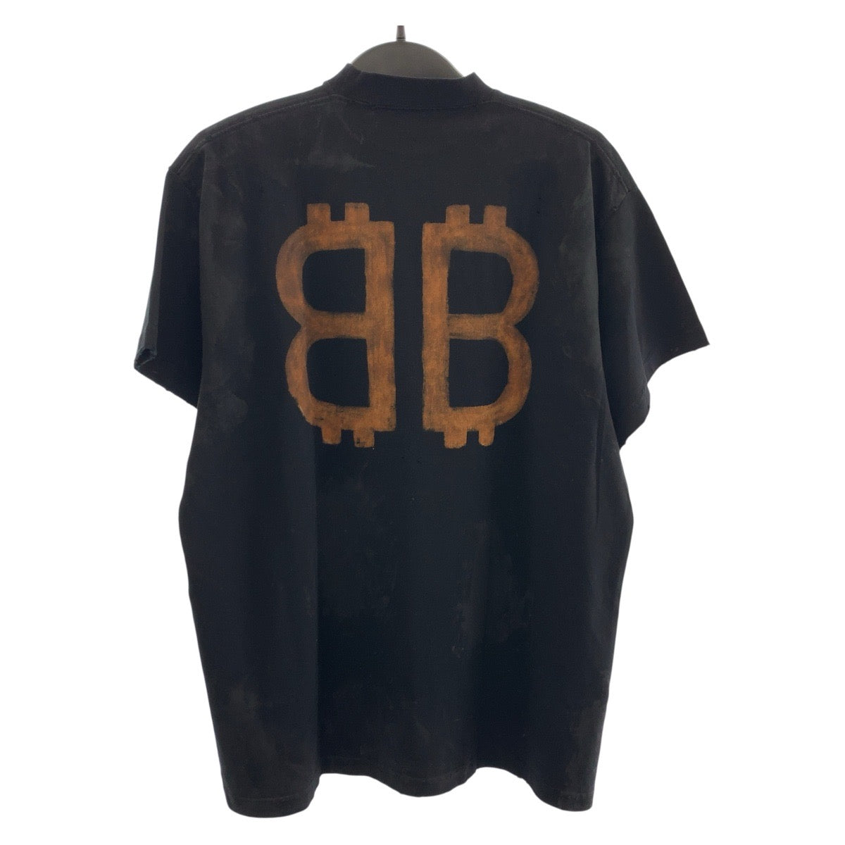 BALENCIAGA Short sleeve T-shirt 739028 TOVN8 cotton black brown BB logo L