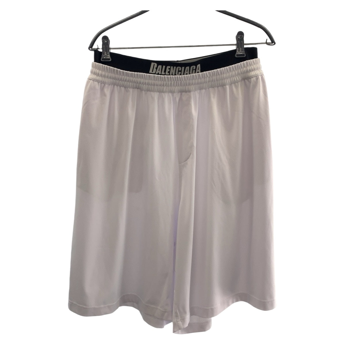 BALENCIAGA Shorts 698317 4C0B4 polyester White black Logo mesh shorts L