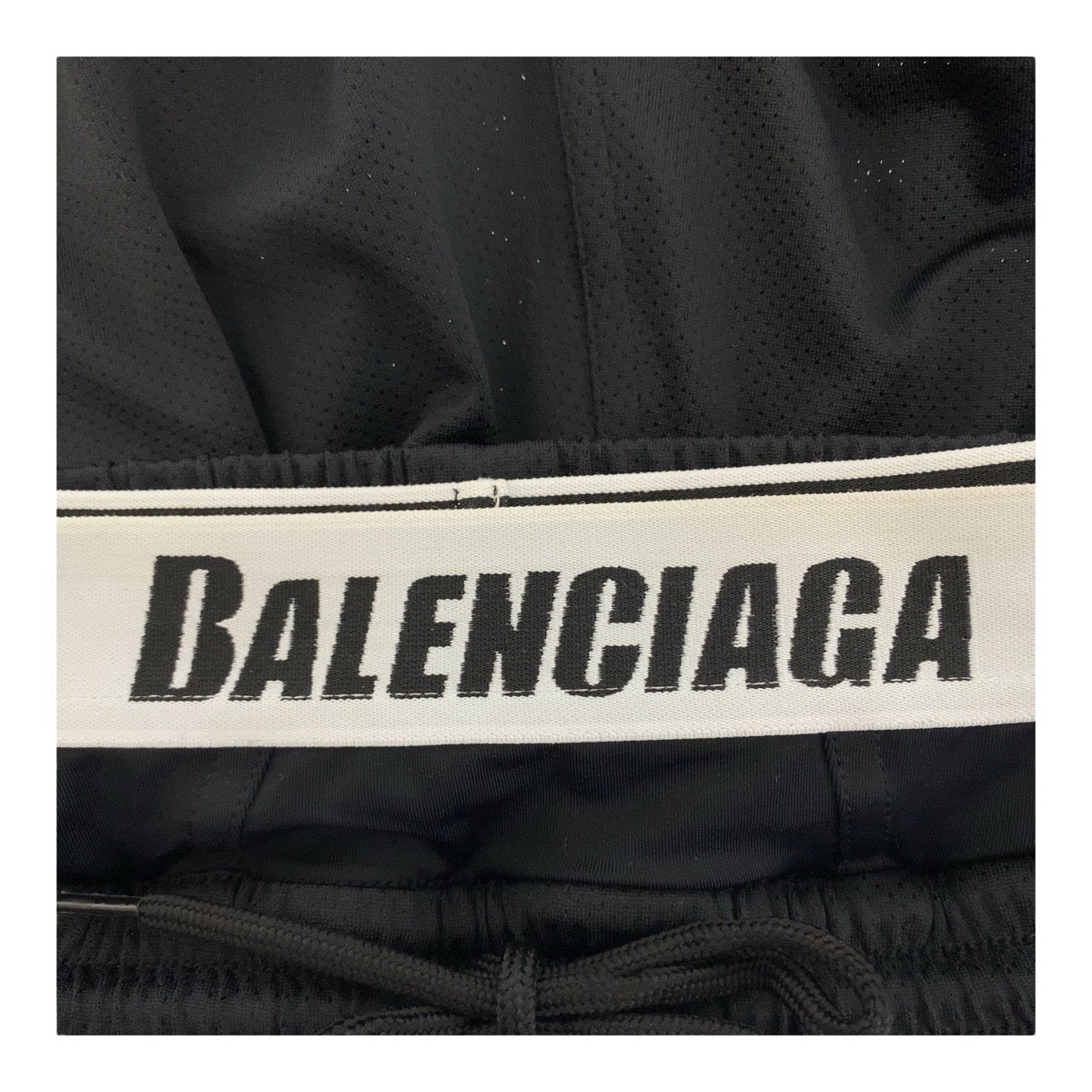 BALENCIAGA Shorts 698317 4C0B4 polyester Black White Layered mesh logo L