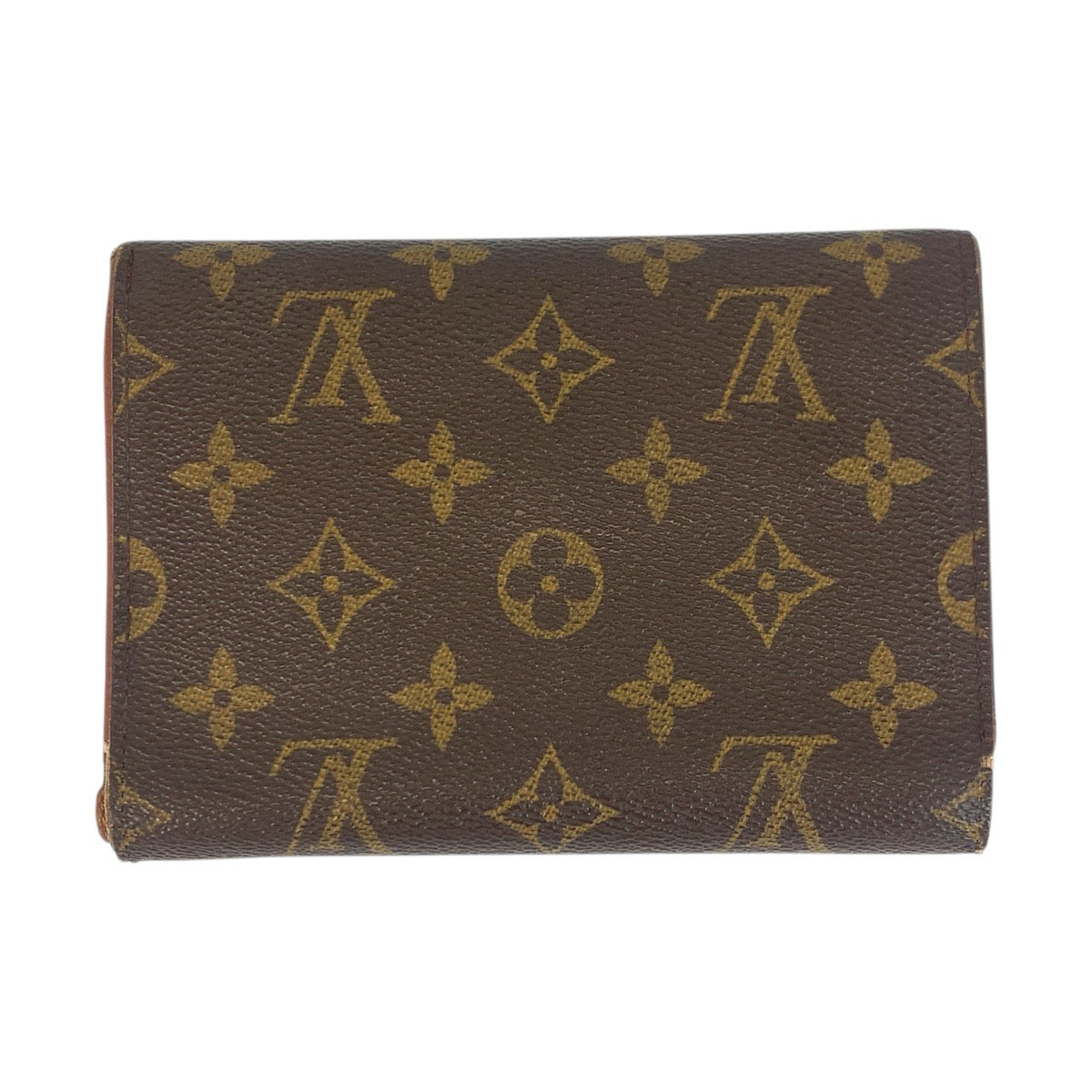 LOUIS VUITTON Tri-fold wallet M61202 PVC Brown Gold Metal Monogram Porte Tresor Etui Papier