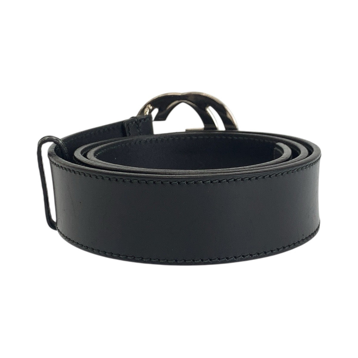 GUCCI belt 114984 leather black Interlocking