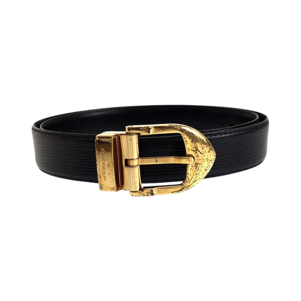 LOUIS VUITTON belt M6832 leather black Epi Saintur 34