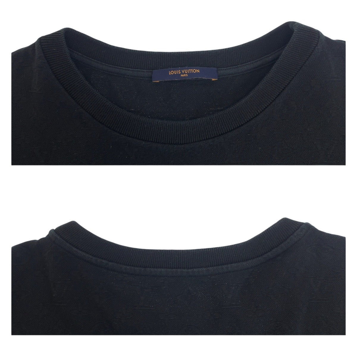 LOUIS VUITTON Short sleeve T-shirt cotton Black Silver monogram jacquard XXL