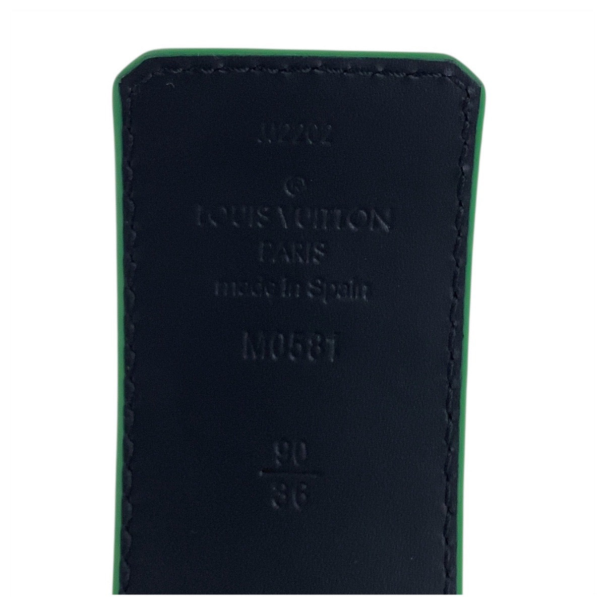 LOUIS VUITTON belt M0581 leather Green Green Metal Saintur 36