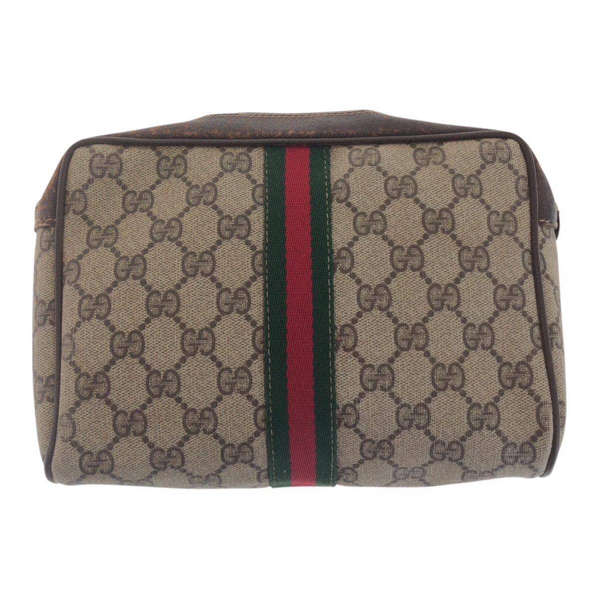 GUCCI Clutch bag ä¸é®®æ GG Supreme Canvas Beige Brown Gold Metal Sherry Line Old Gucci