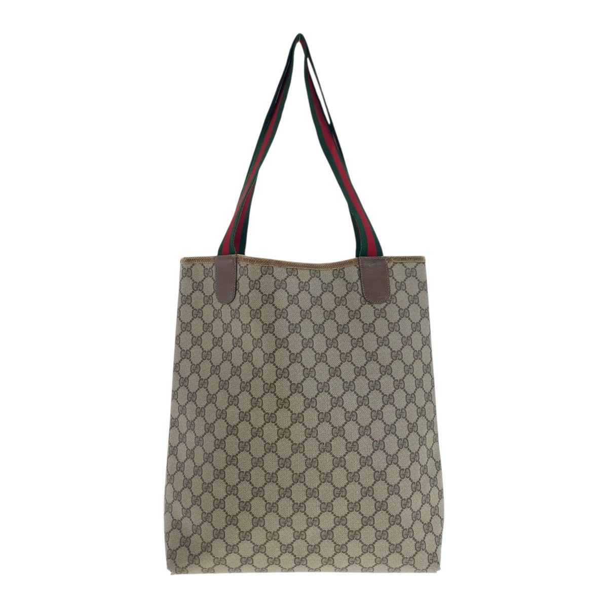 GUCCI Tote Bag 39.02.003 GG plus Beige Gold Metal Old Gucci Shelly Line