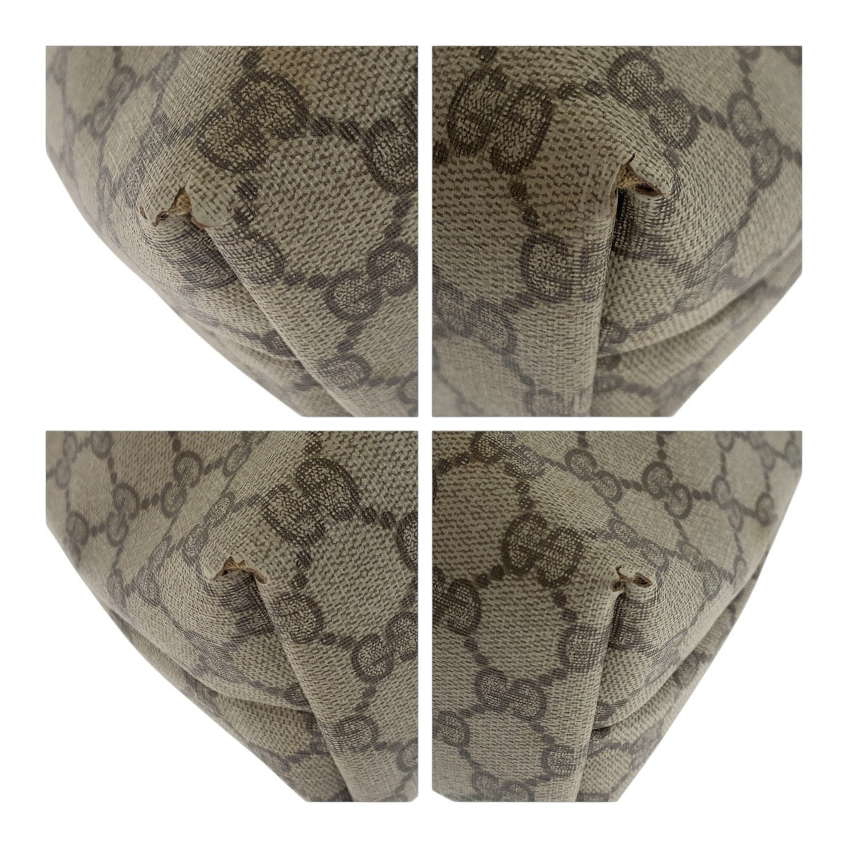 GUCCI Tote Bag 39.02.003 GG plus Beige Gold Metal Old Gucci Shelly Line