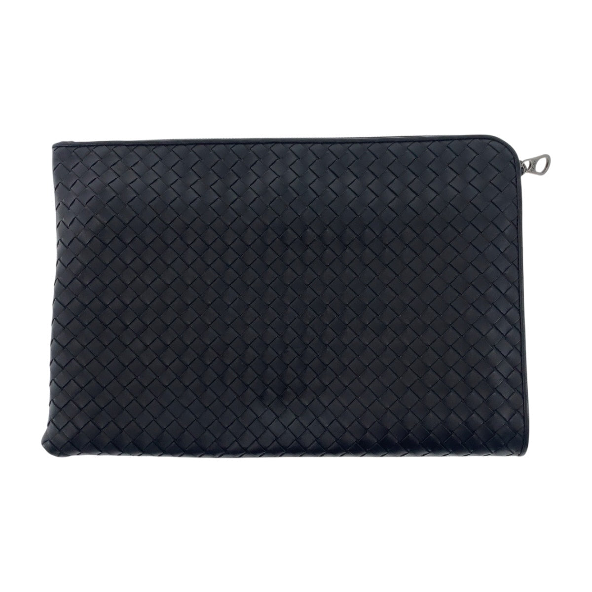 BOTTEGAVENETA Clutch bag leather Black Gunmetal INTRECCIATO