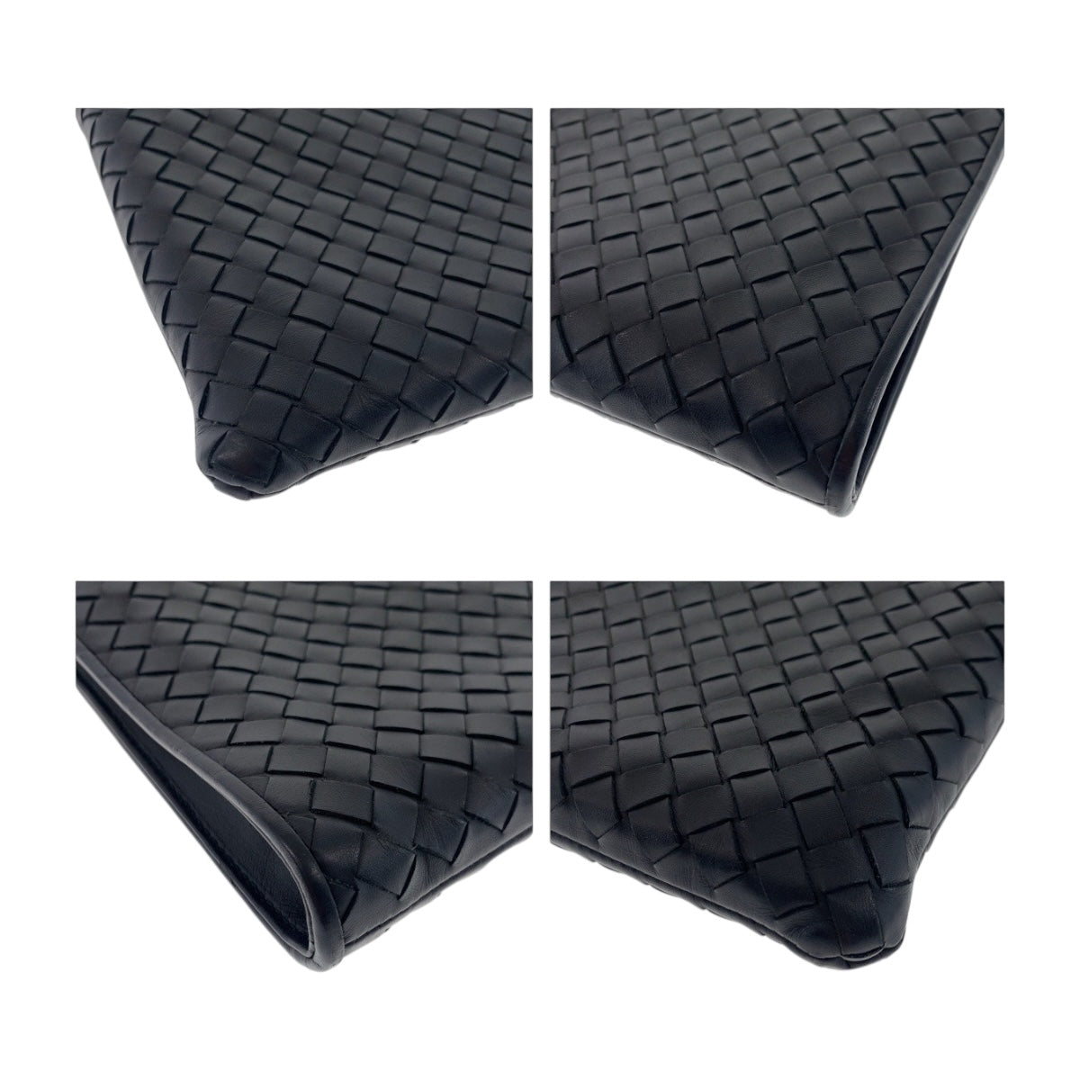 BOTTEGAVENETA Clutch bag leather Black Gunmetal INTRECCIATO