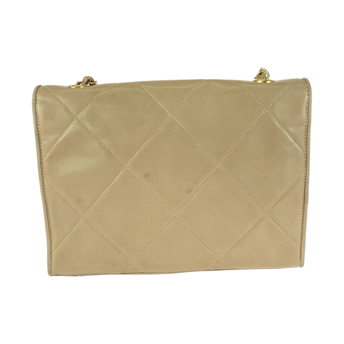 CHANEL Shoulder Bag lambskin Beige Gold Metal Matrasse flap COCO Mark