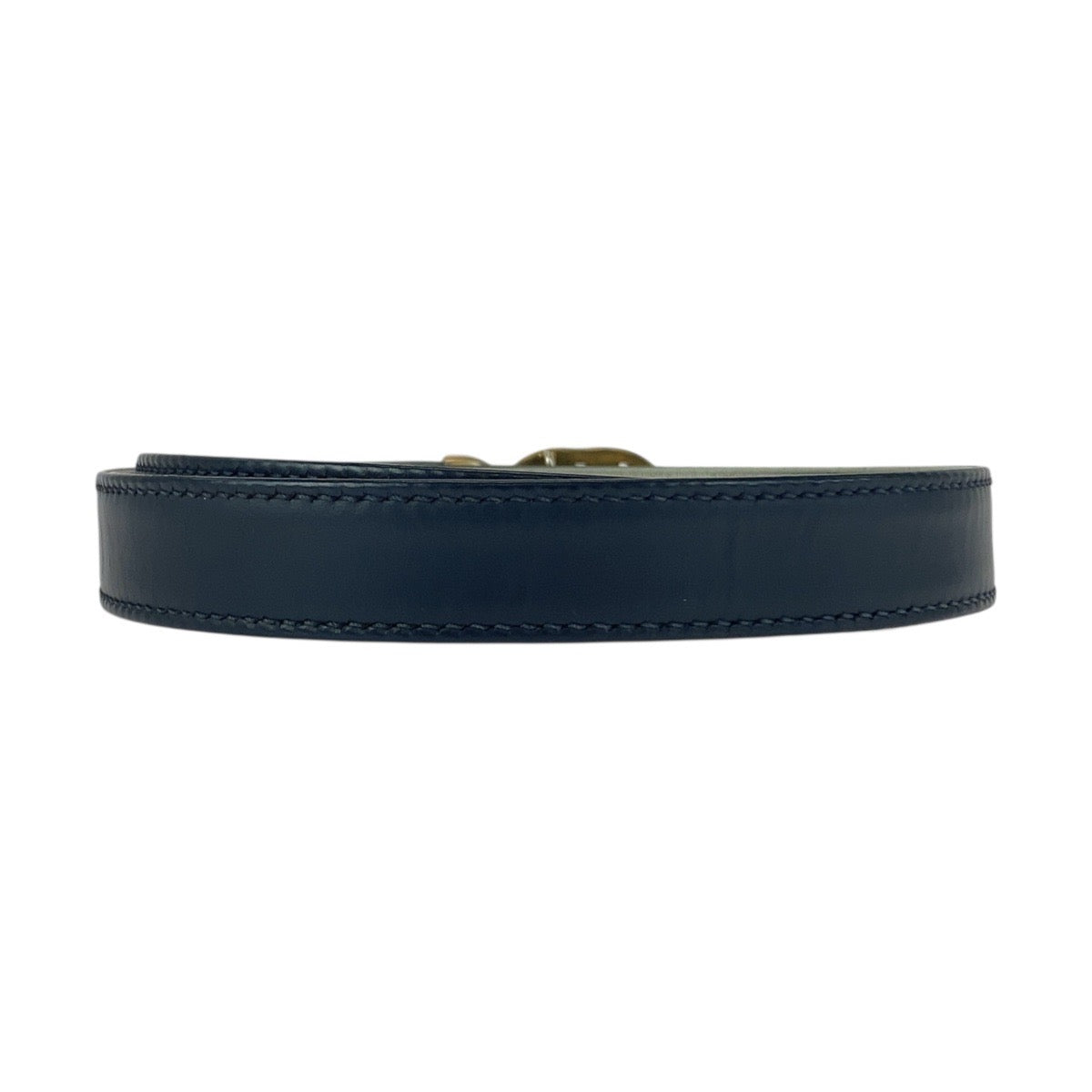 GUCCI belt 037 084 0054 leather Navy Gold Metal Interlocking Old Gucci 28