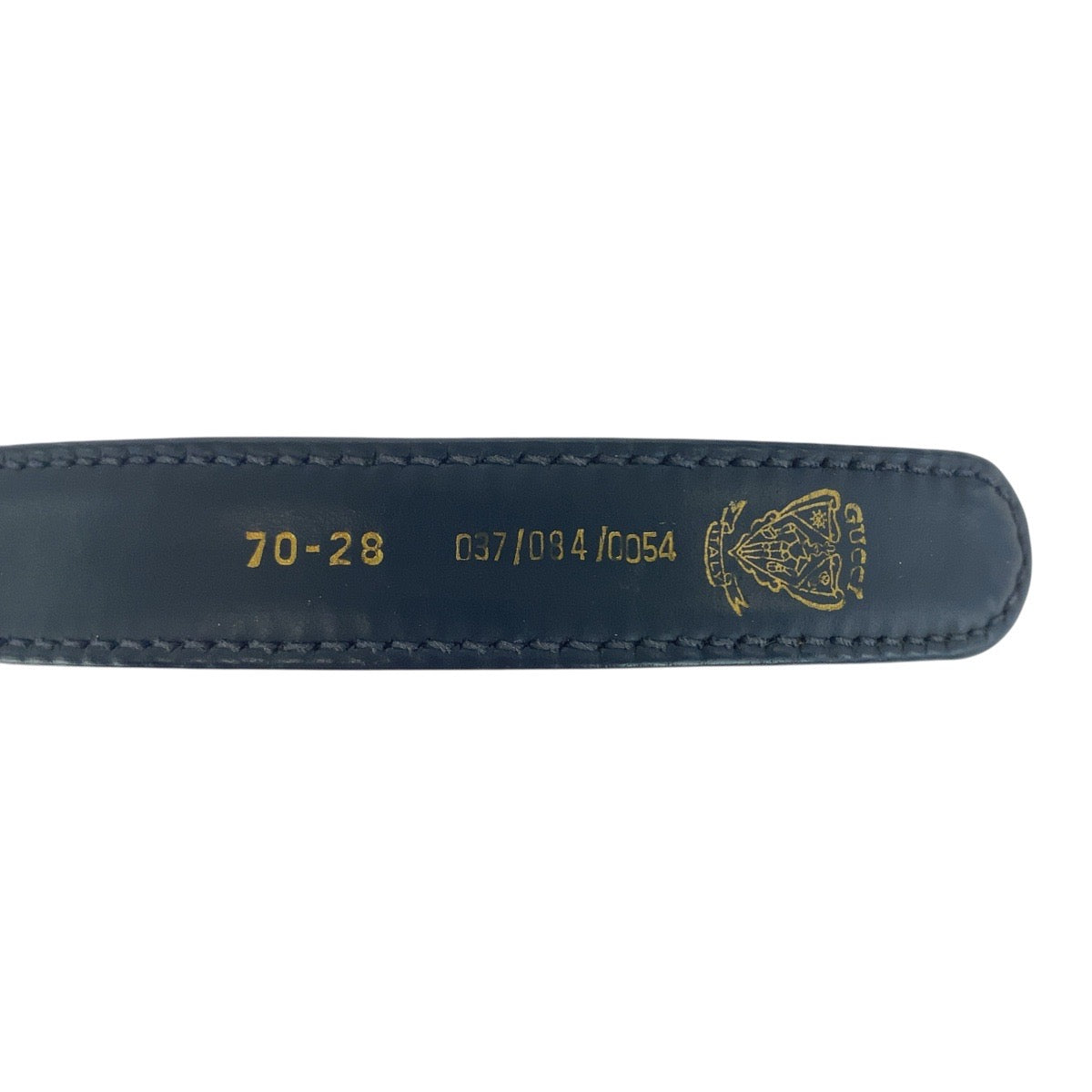 GUCCI belt 037 084 0054 leather Navy Gold Metal Interlocking Old Gucci 28