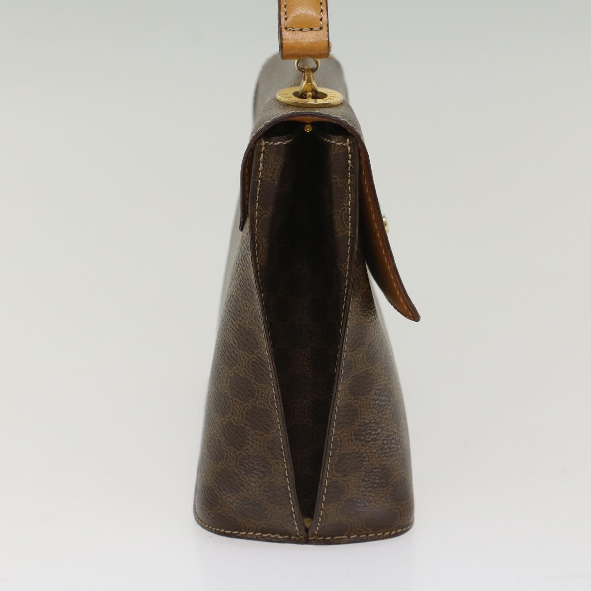 Luxury CELINE Macadam Canvas Hand Bag PVC Leather Brown  50557