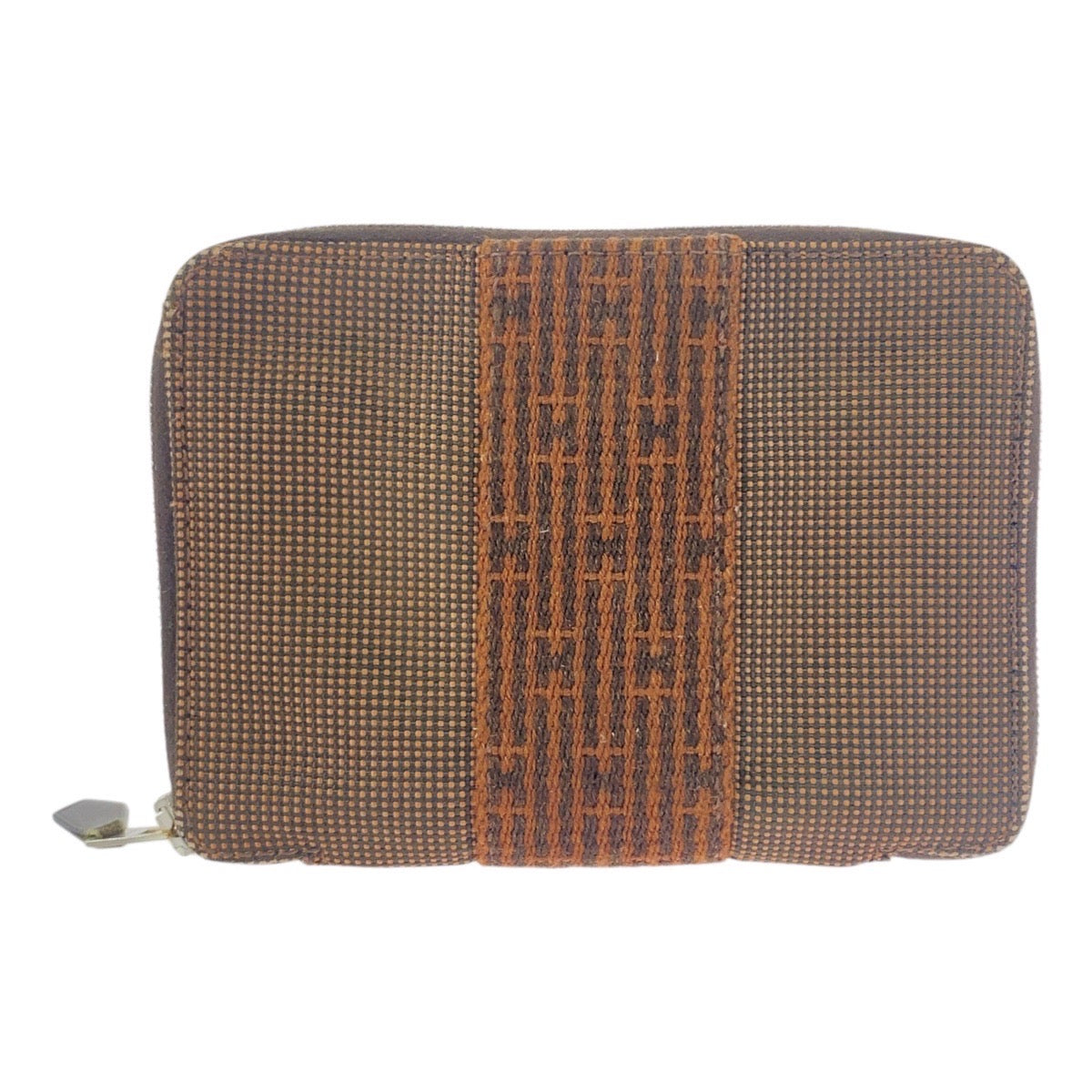 HERMES Bifold Wallet canvas Brown Silver Metal Her Line Perth PM