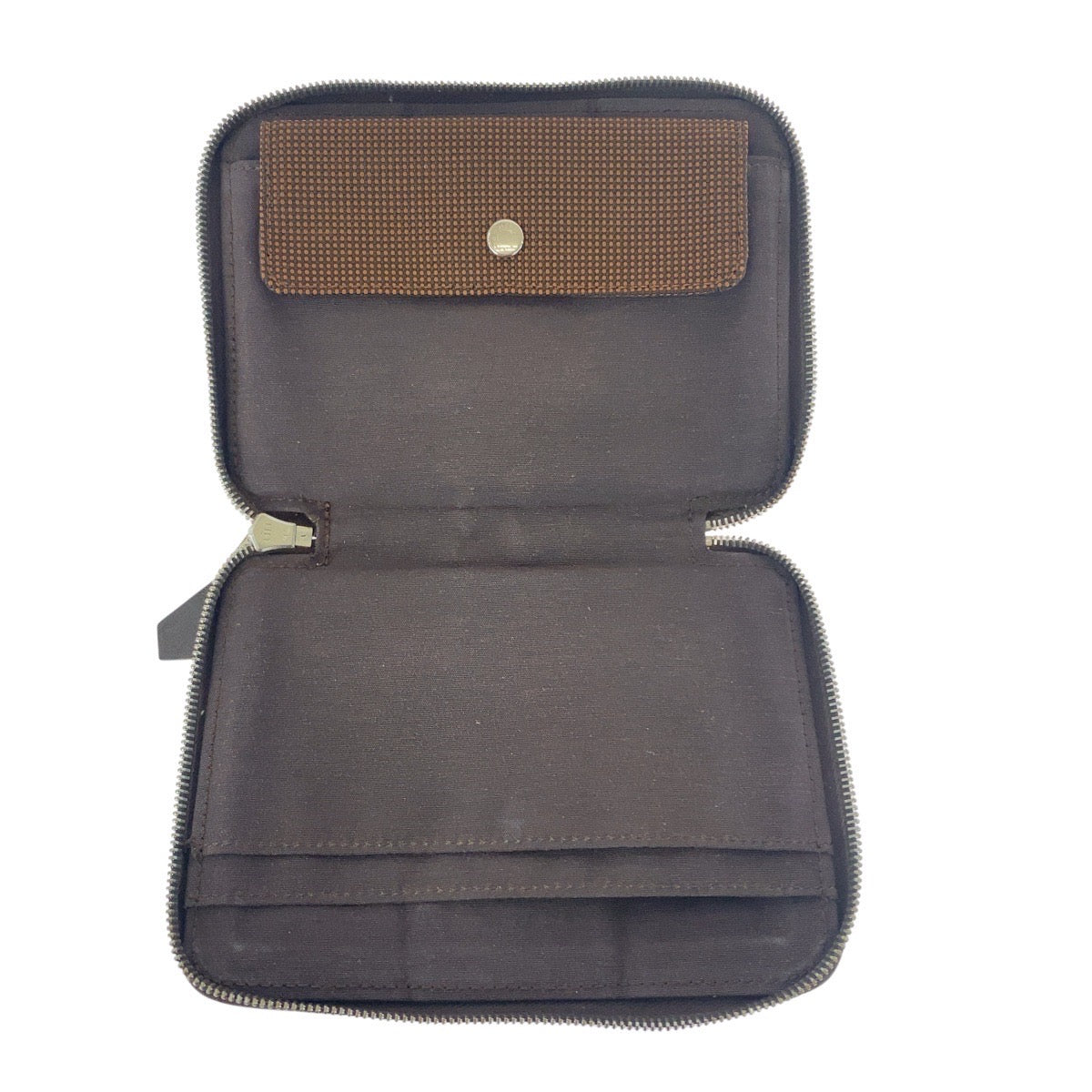 HERMES Bifold Wallet canvas Brown Silver Metal Her Line Perth PM