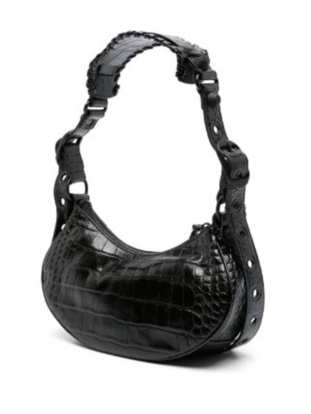 Luxury Balenciaga Trending 2025 Le Cagole XS Crocodile Leather Shoulder Bag Matte Black