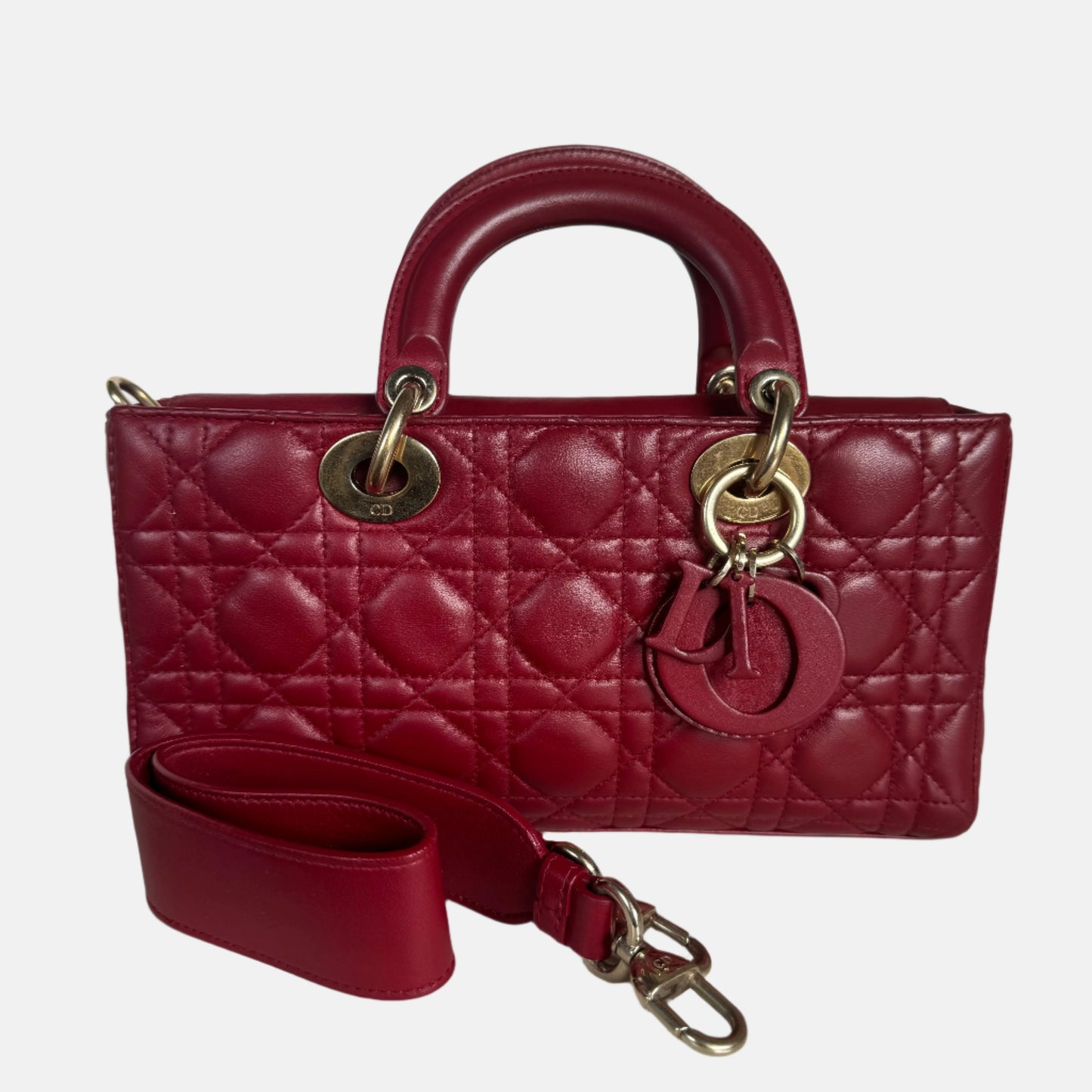Lady D-Joy Medium Handbag Burgundy  Lambskin Cannage Leather, 2016