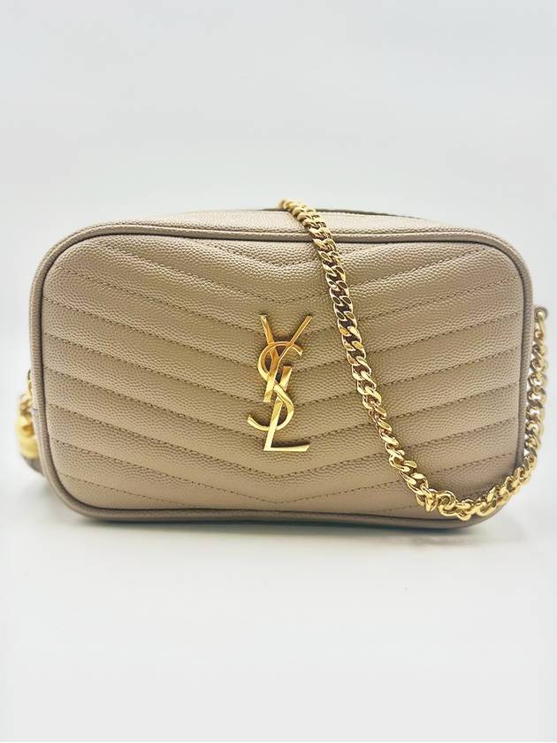 Luxury Saint Laurent Trending 2025 Lulu Mini Quilted Grain Leather Cross Bag Beige
