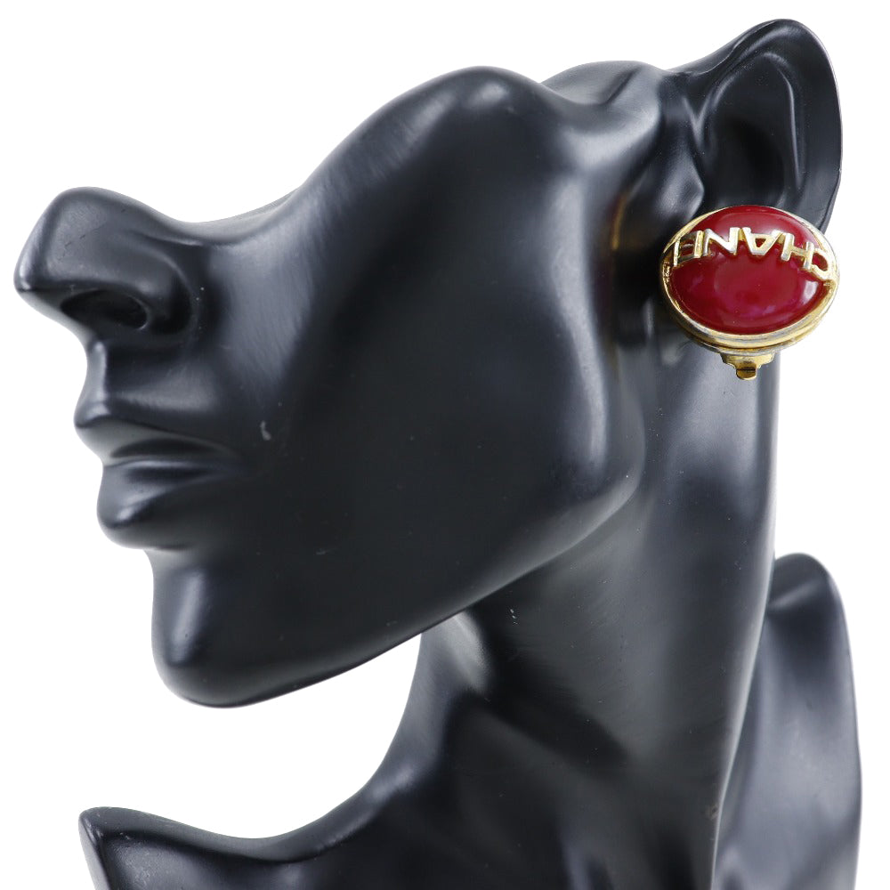 CHANEL Earring Plated Gold Red/gold Women